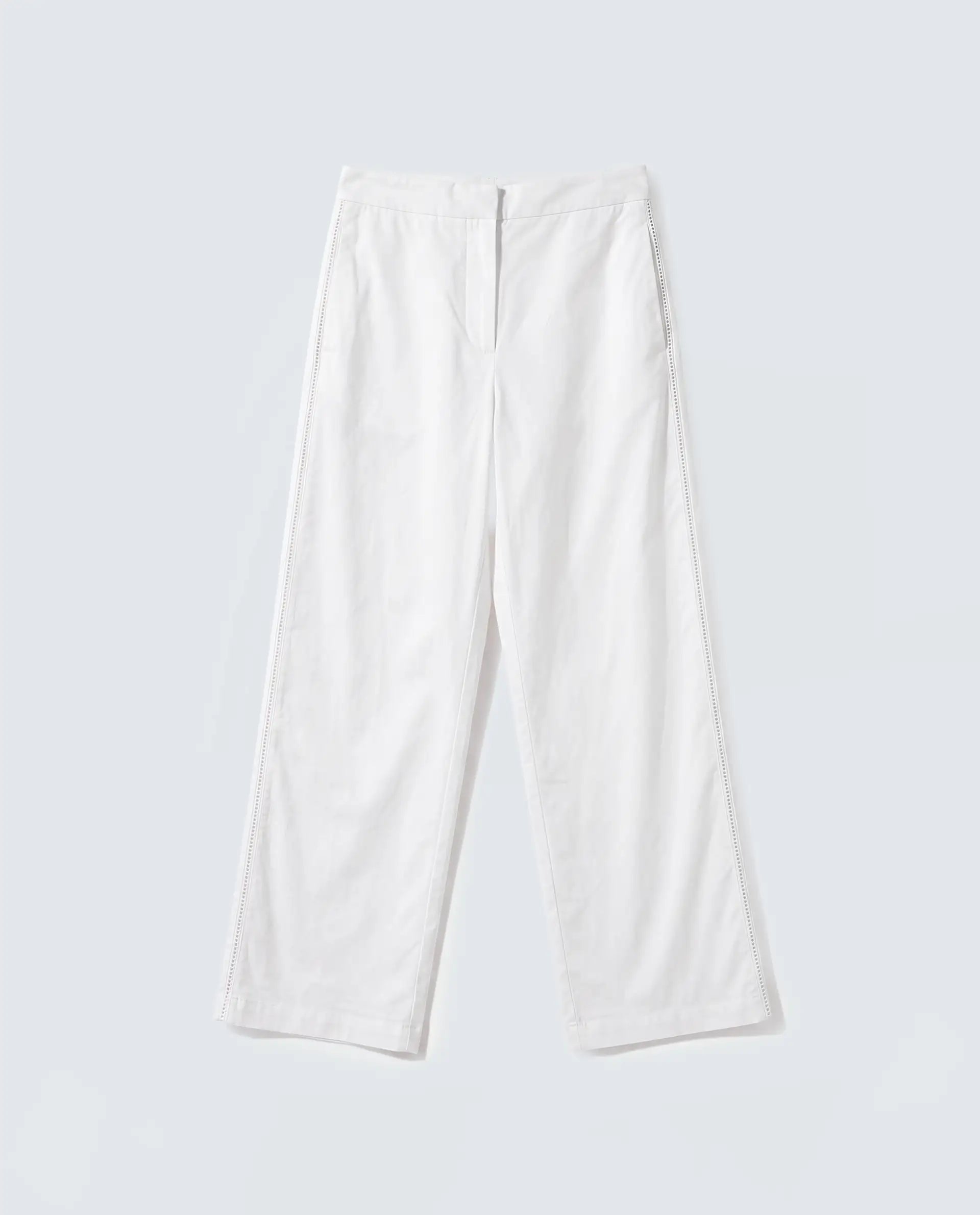 Rareism Women's Mysa-B Off White Cotton Straight Plain Trouser