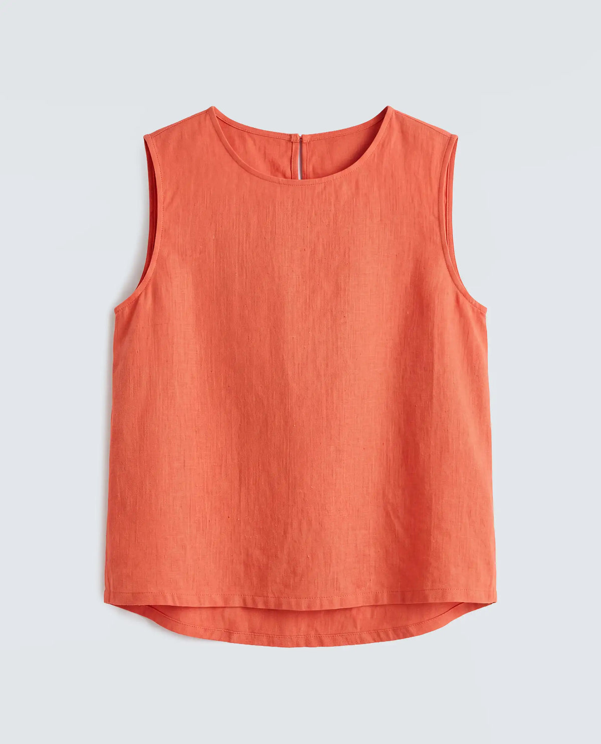 Rareism Women's Nenk Orange 100% Linen Sleeveless Crew Neck Regular Fit Plain Top