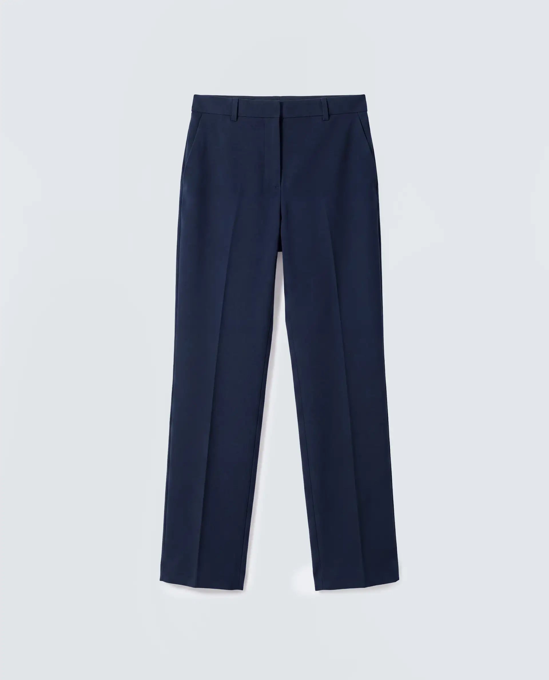Rareism Women's Paper Navy Viscose Blend Fabric Tapered Plain Trouser