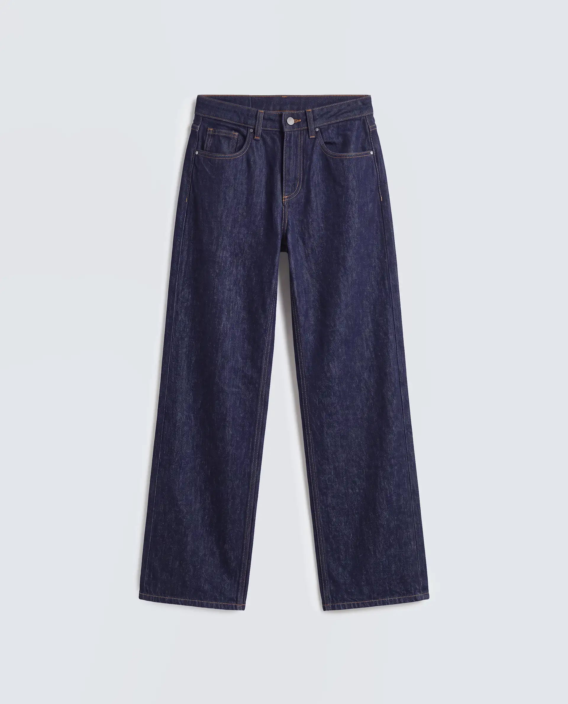 Rareism Women's Starlin Dark Navy Cotton Blend Straight Fit Plain Jeans