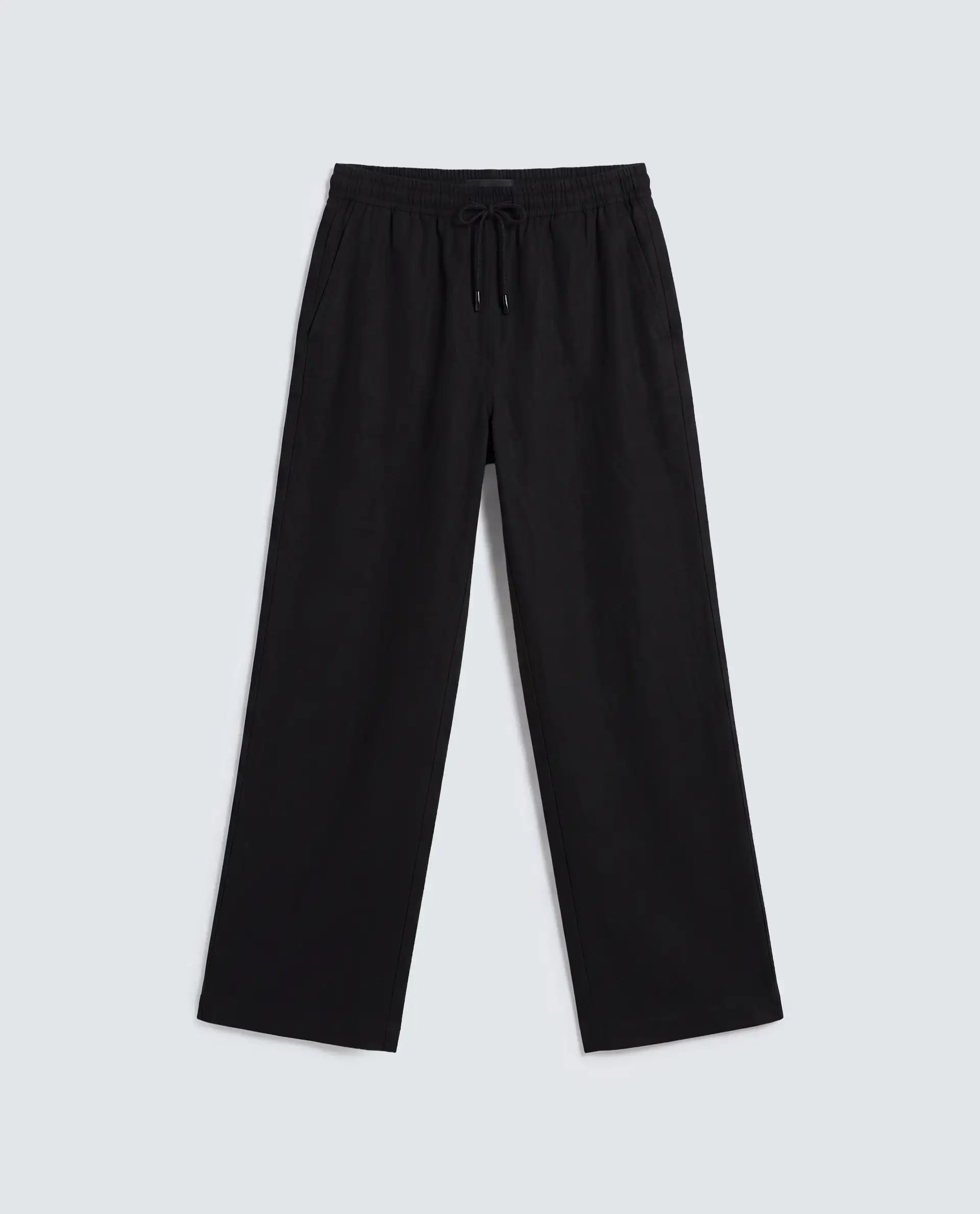 Rareism Women's Uniq Light Black Linen Blend Straight Plain Trouser
