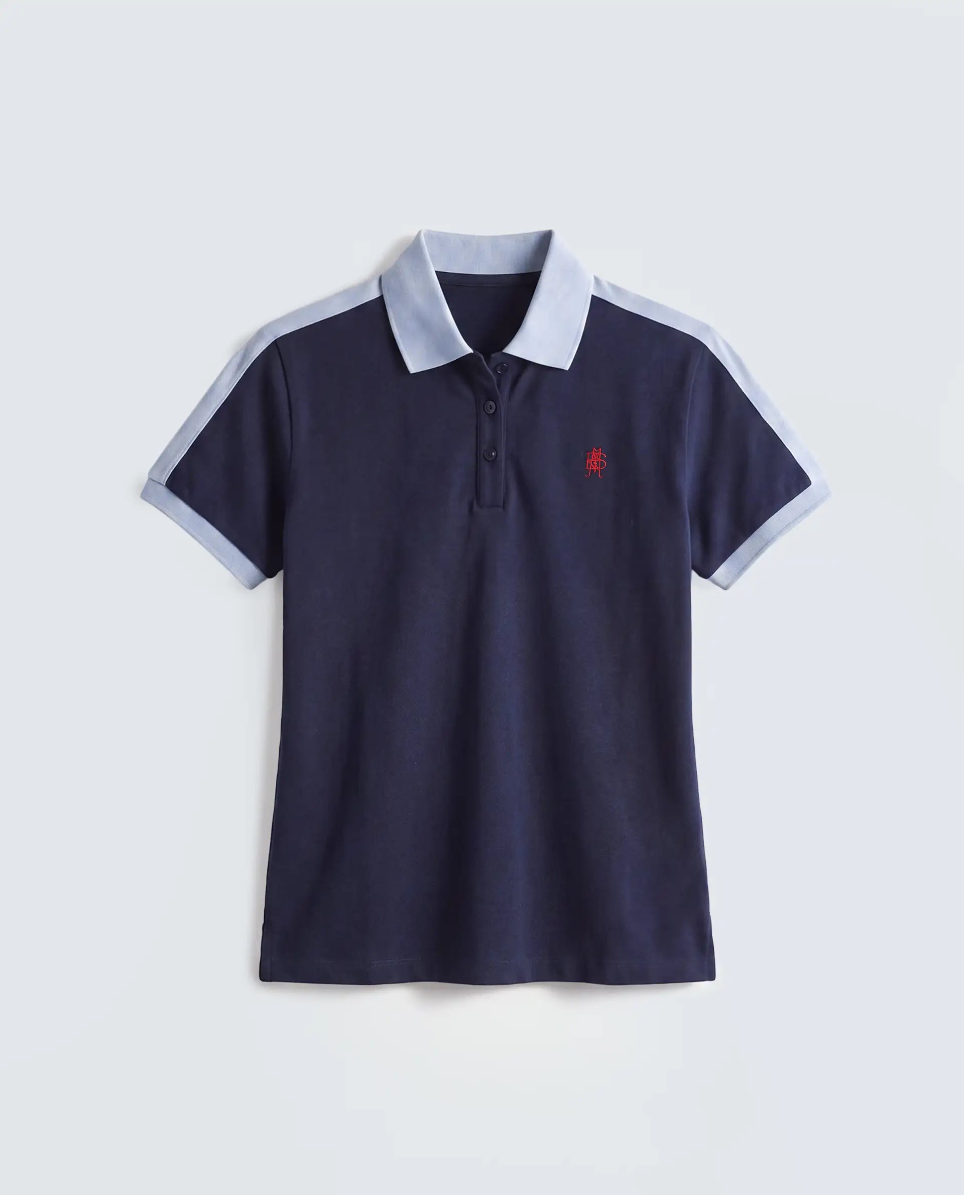 Rareism Women's Zeco Navy Cotton Blend Half Sleeve Regular Fit Plain Polo