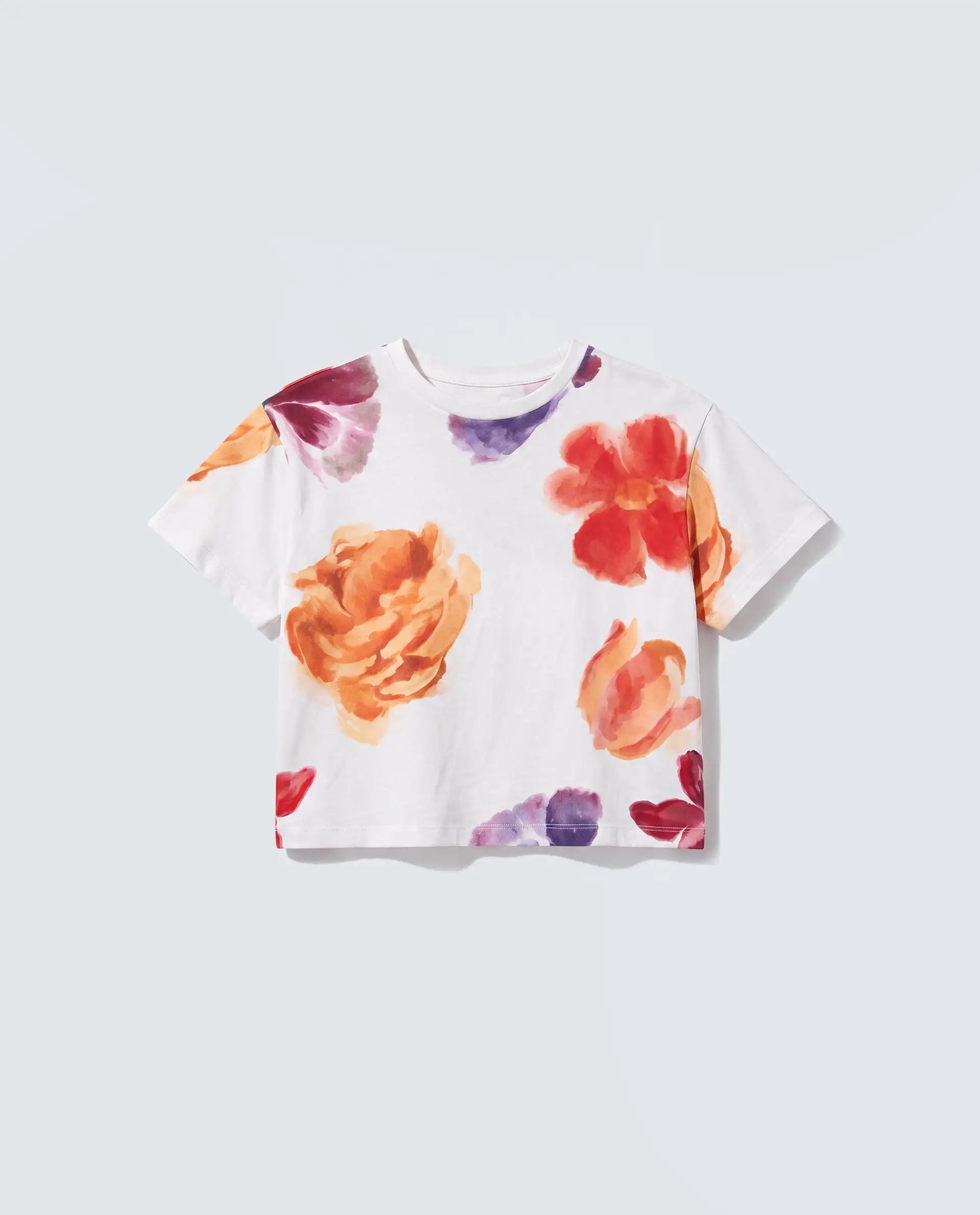 Rareism Women's Zero Multi Cotton Blend Half Sleeve Relaxed Fit Floral Print T-Shirt