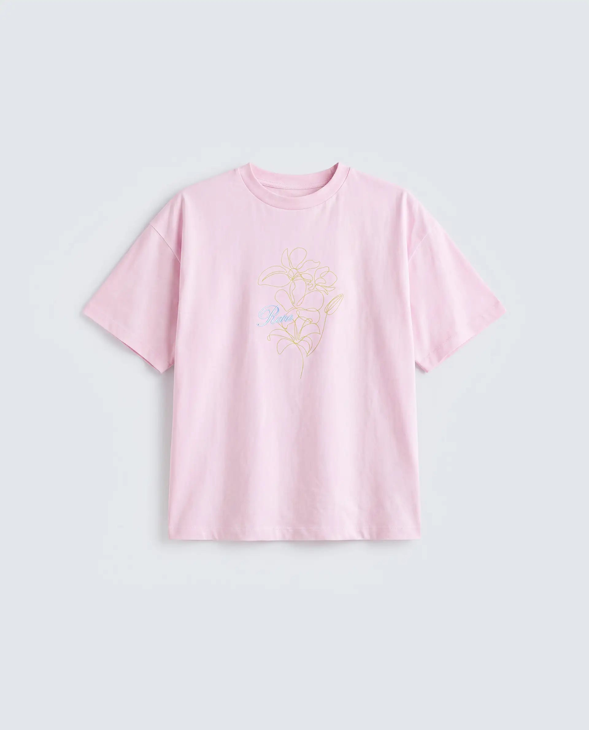 Rareism Women's Zew Light Pink Cotton Crew Neck Pull-On Boxy Plain T-Shirt
