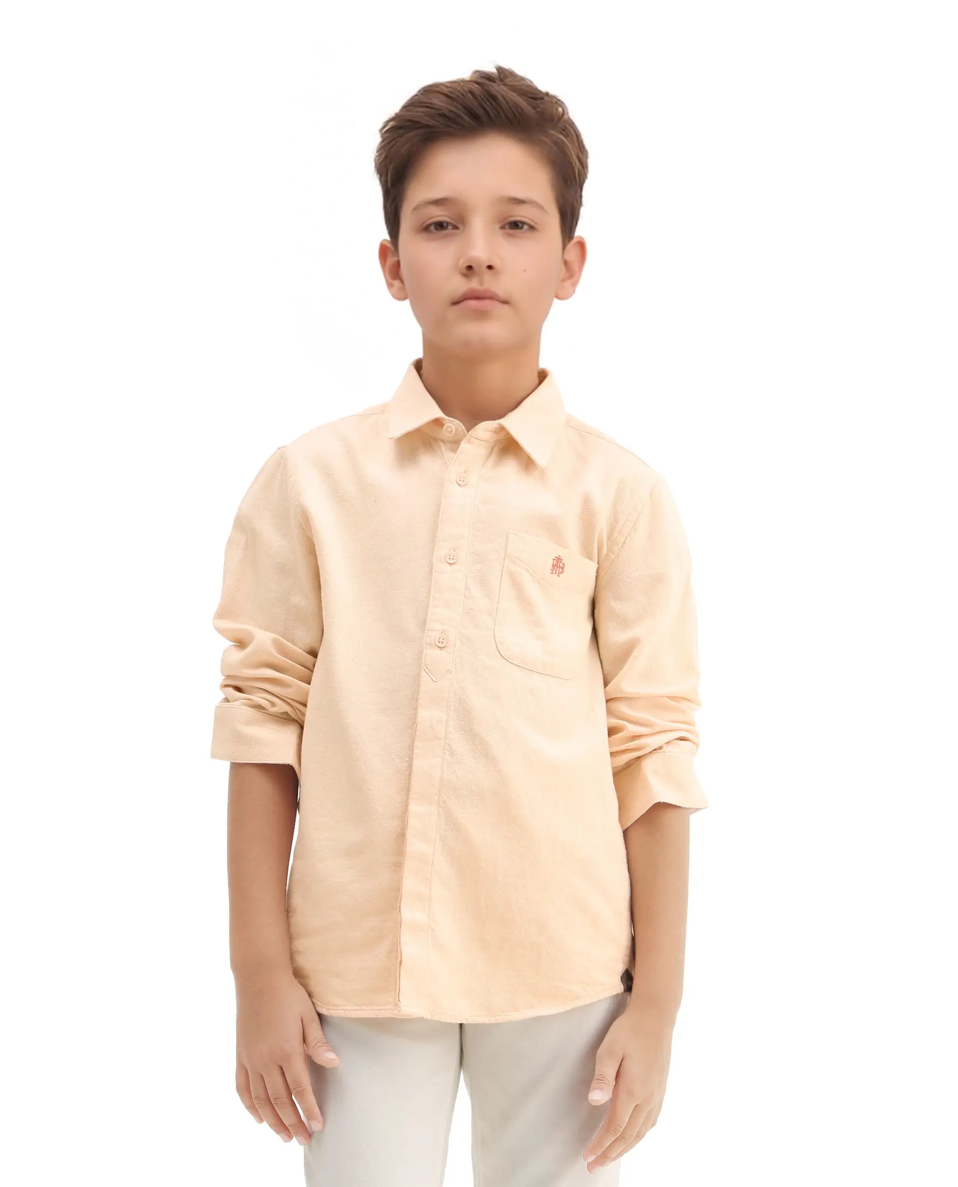 Rare Ones Kids Hart Yellow Cotton Solid Button Closure Boxy Fit Shirt