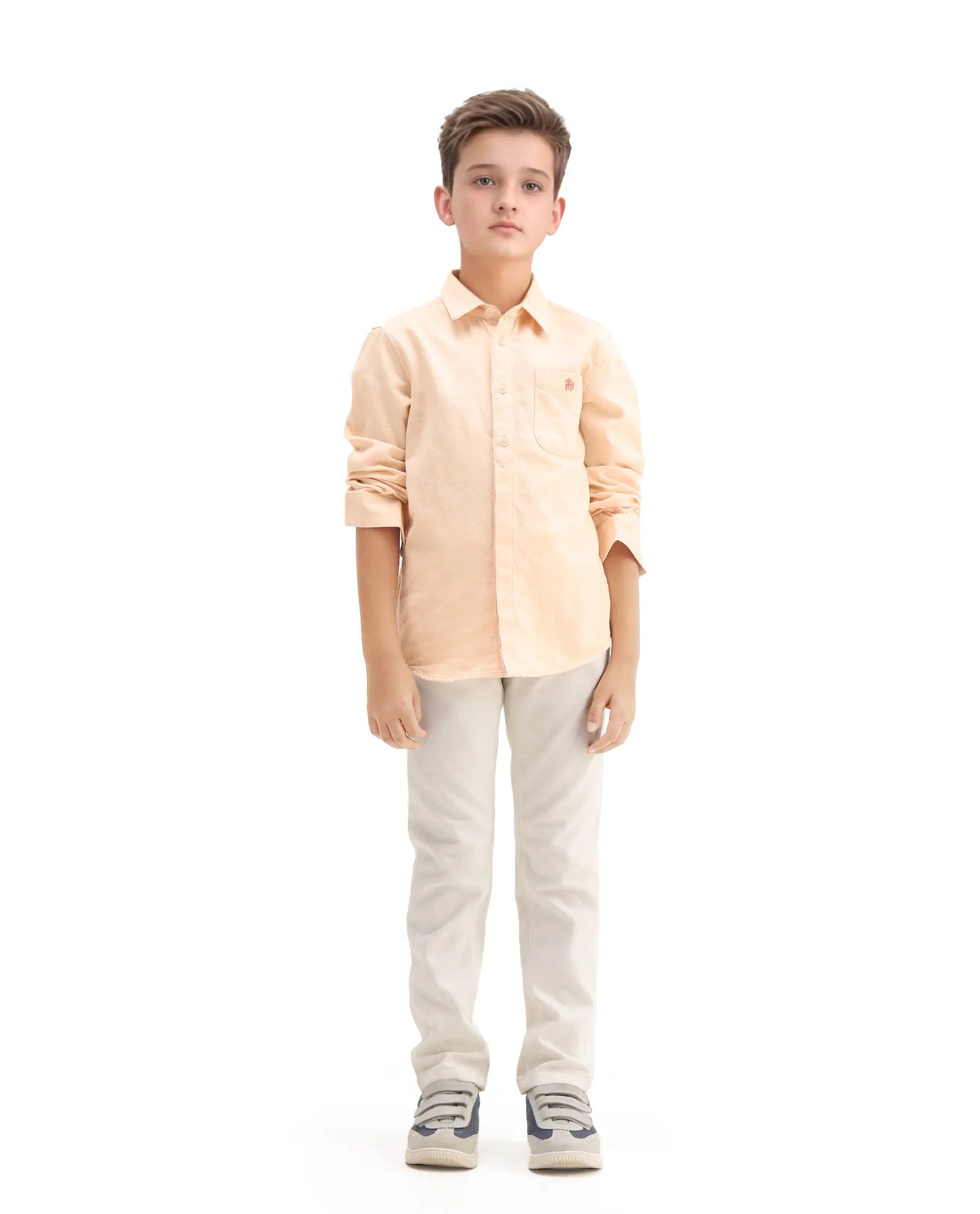 Rare Ones Kids Hart Yellow Cotton Solid Button Closure Boxy Fit Shirt