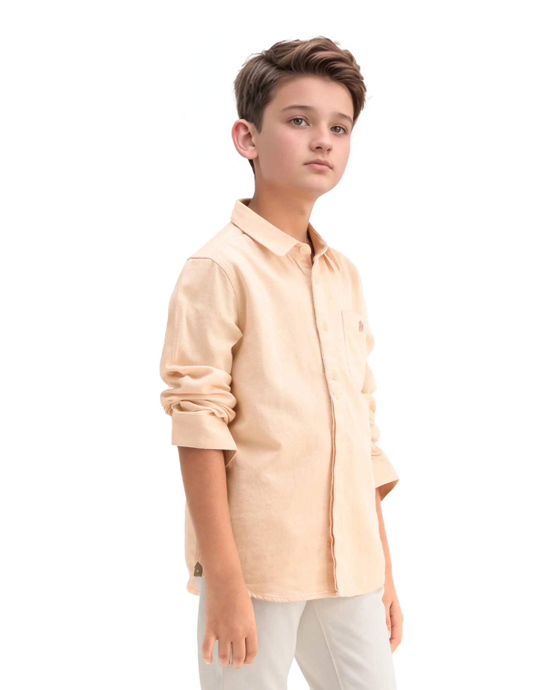 Rare Ones Kids Hart Yellow Cotton Solid Button Closure Boxy Fit Shirt