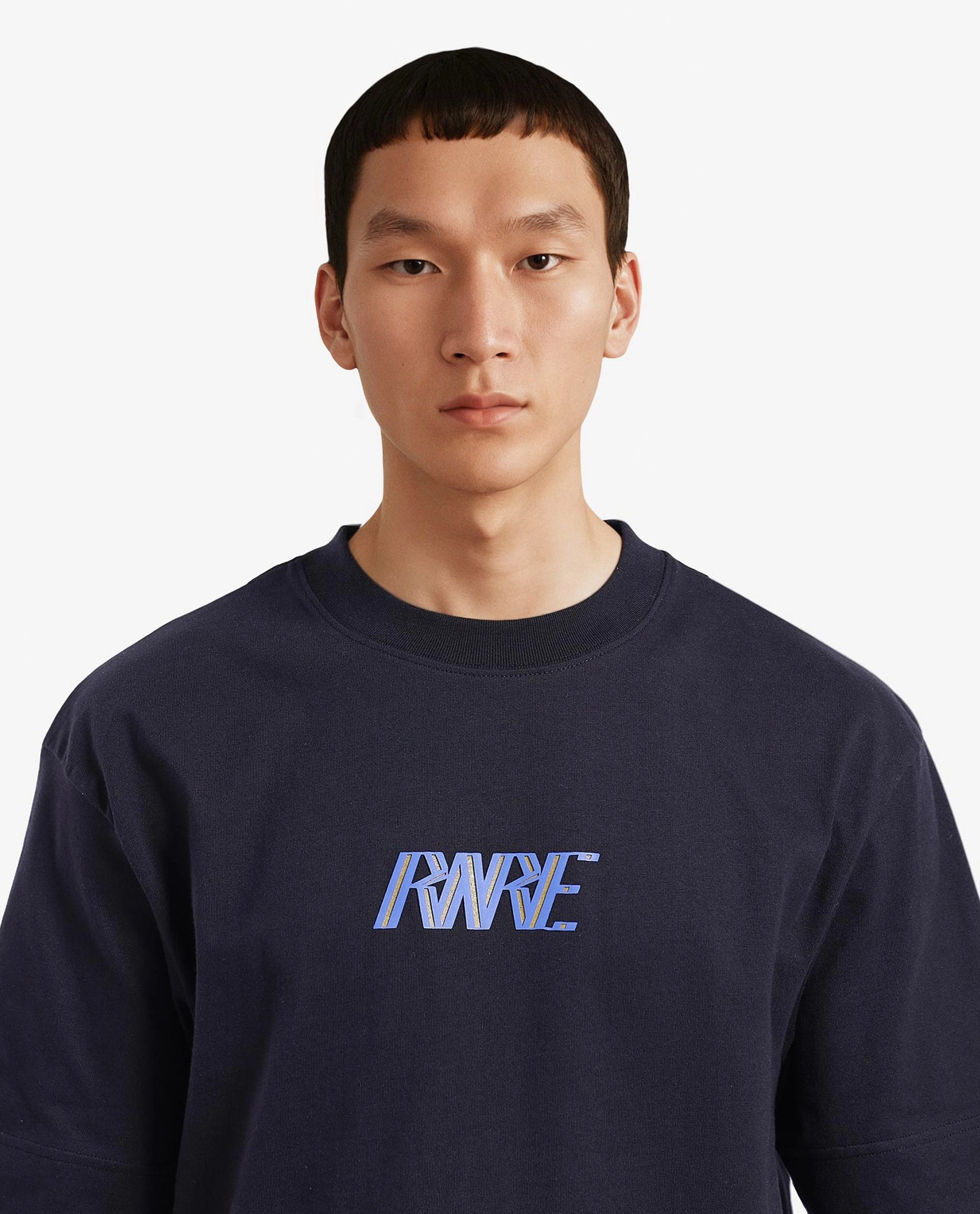 Rare Rabbit Men Harve Black Cotton Fabric Short Sleeve Crew Neck Boxy Fit Branding Print T-Shirt