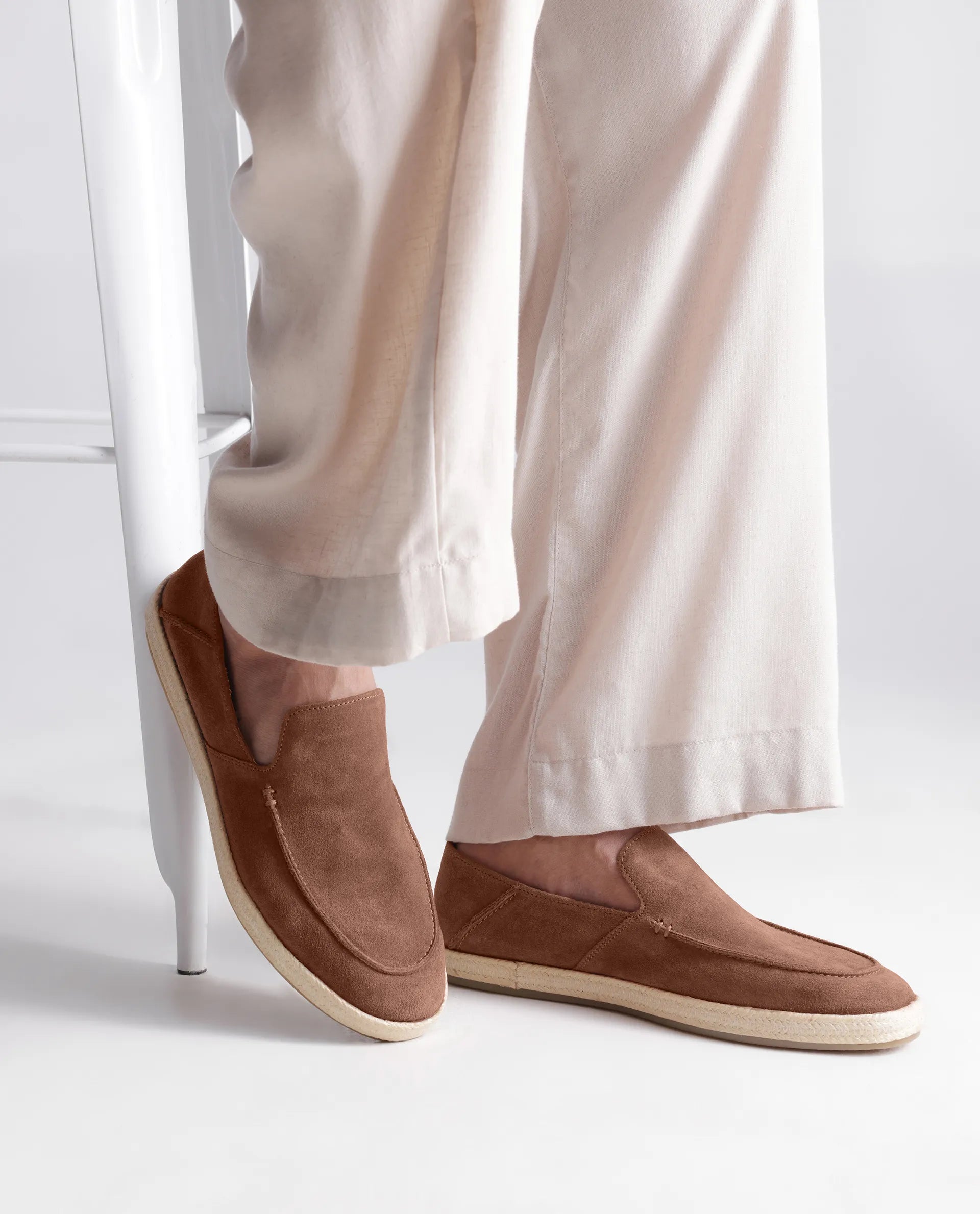 Rare Rabbit Men Havana Camel Suede Leather Slip-On Closure Shoes