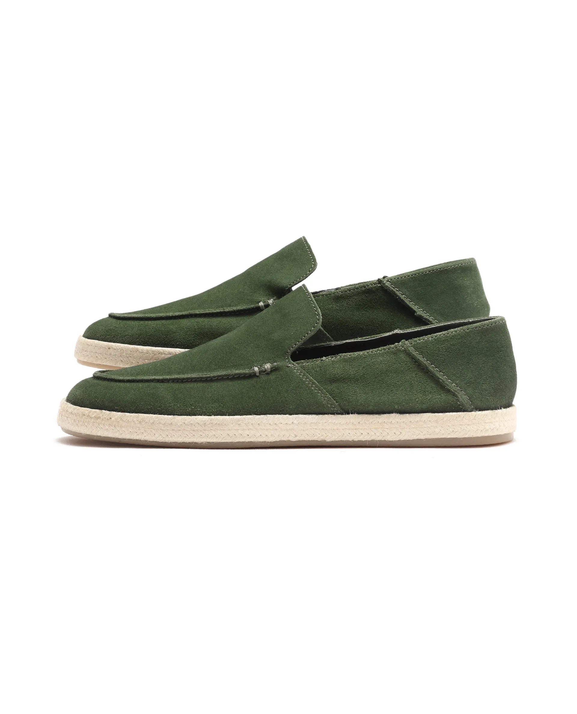Rare Rabbit Men Havana Emerald Green Suede Leather Slip-On Closure Shoes