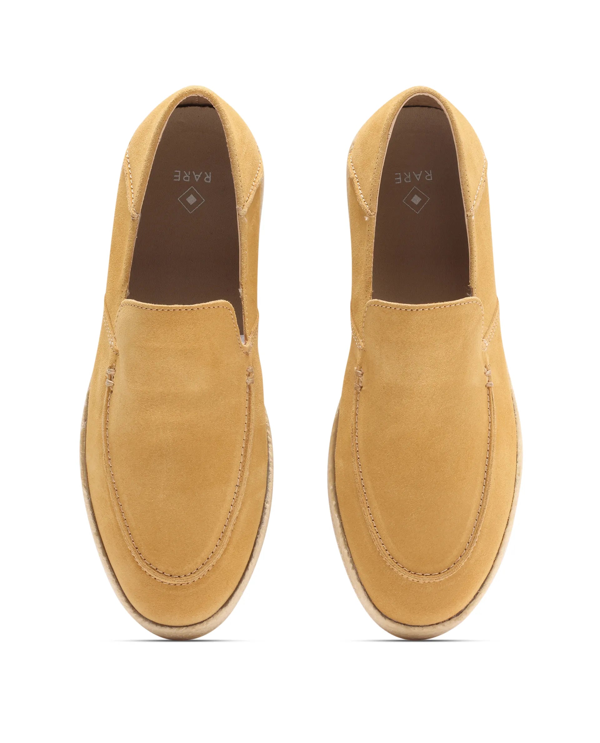 Rare Rabbit Men Havana Mustard Yellow Suede Leather Slip-On Closure Shoes