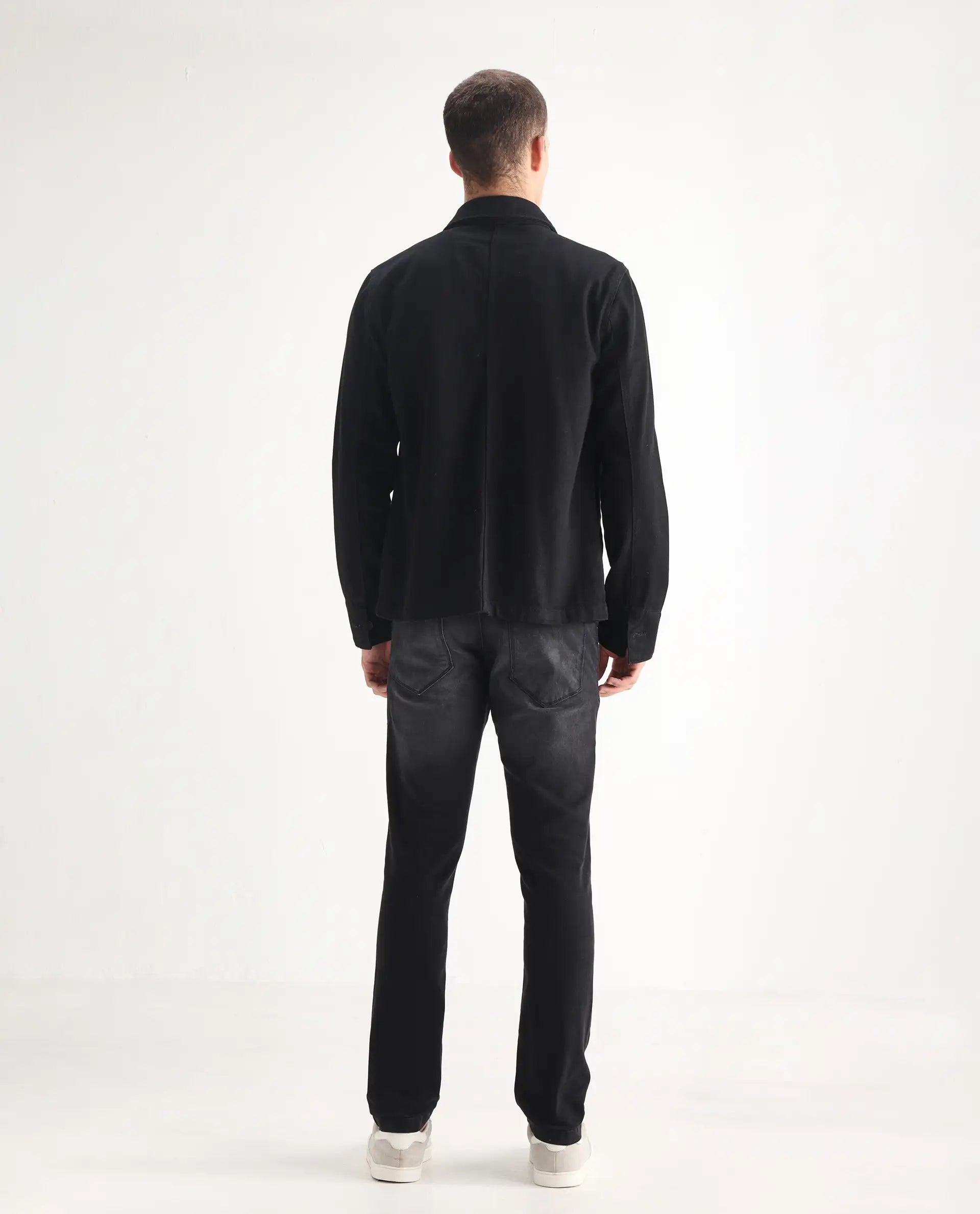 Rare Rabbit Men's Hawkins Grey Cotton Plain Hawk Slim Fit Jeans