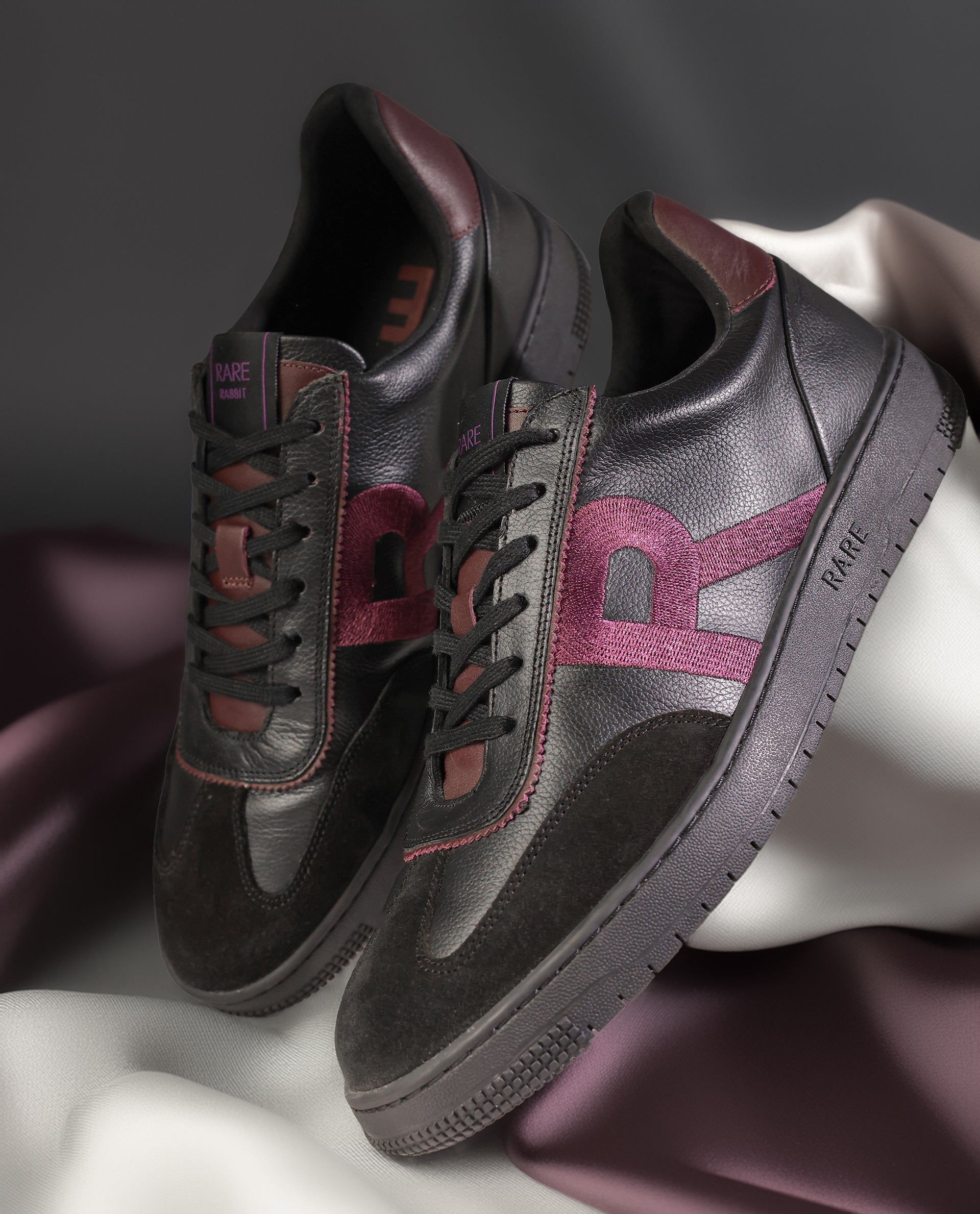 Rare Rabbit Men Hem Black Lace-Up Genuine Leather Signature Hem Branding Low-Top Sneaker Shoes