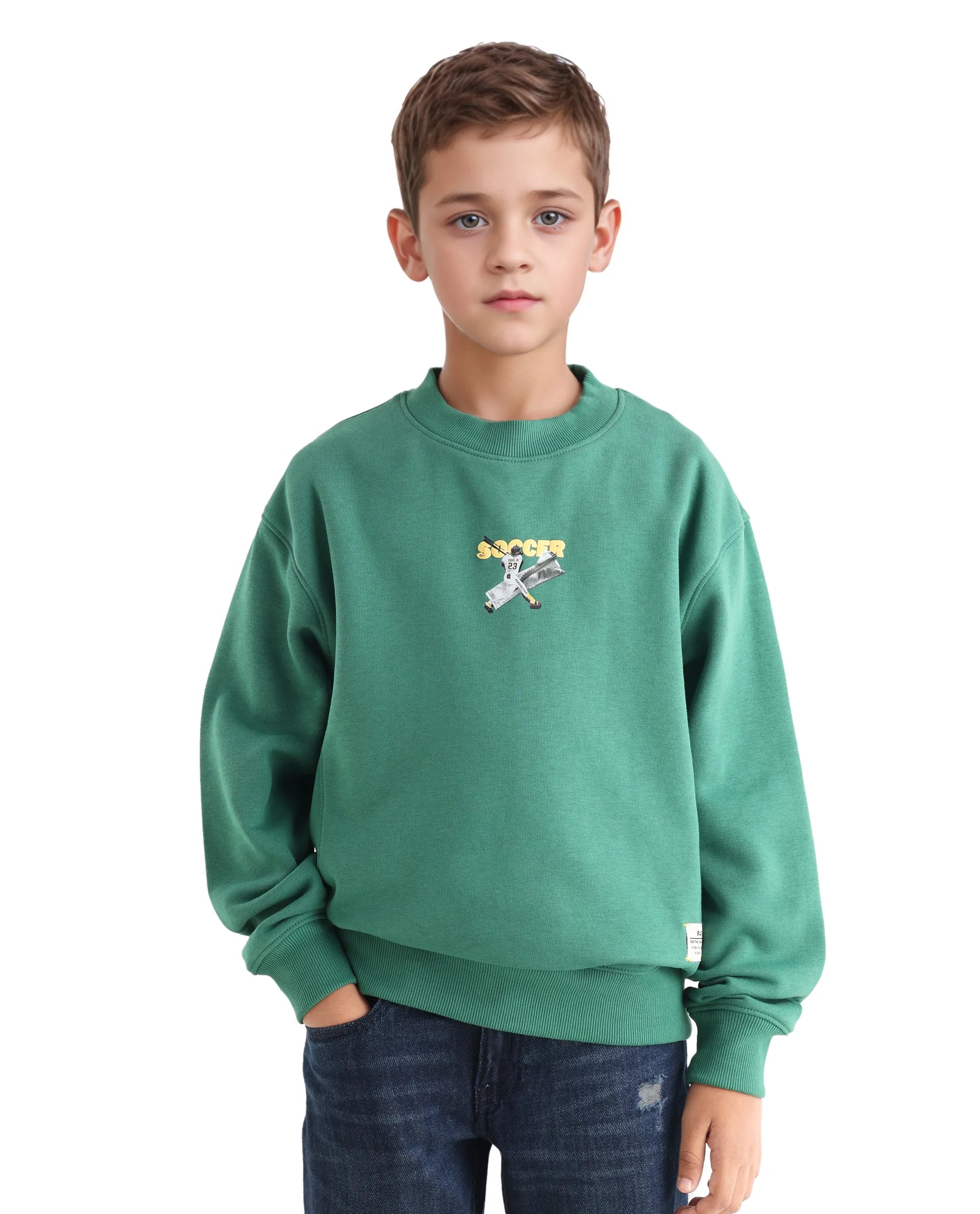 Rare Ones Kids Henry Pastel Green Cotton Blend Graphic Print Oversized Sweatshirt