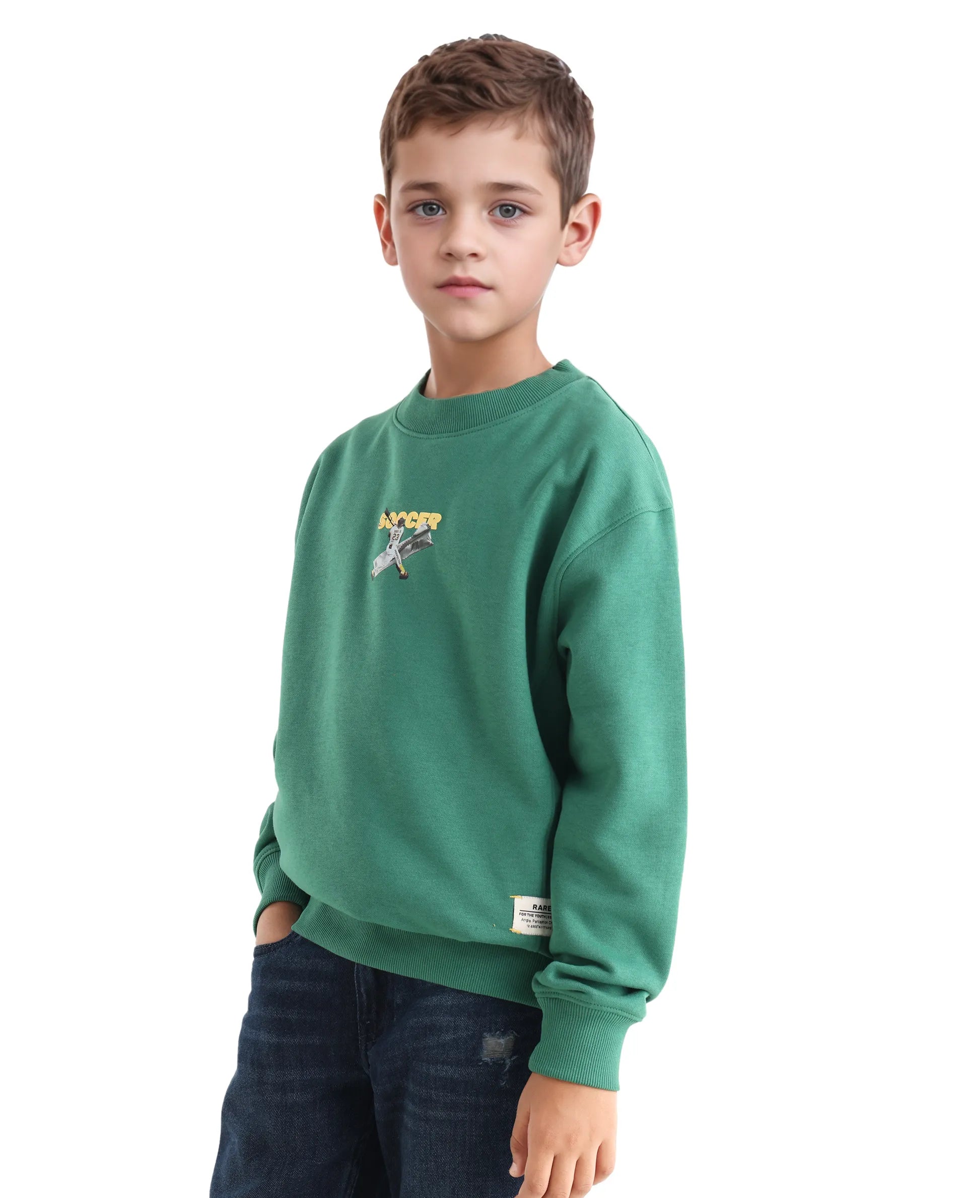 Rare Ones Kids Henry Pastel Green Cotton Blend Graphic Print Oversized Sweatshirt