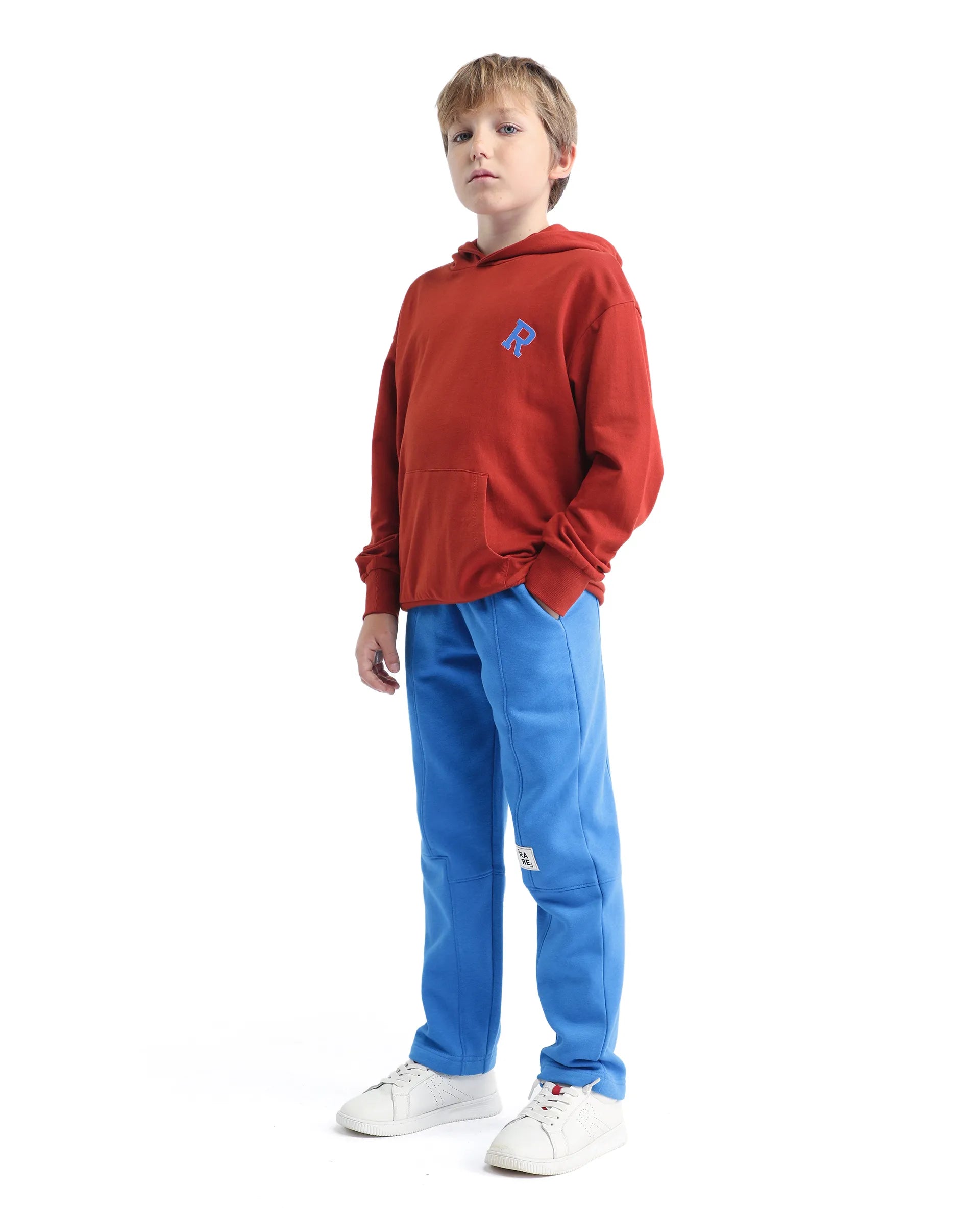 Rare Ones Kids Henry-B Dark Blue Cotton Blend Plain Regular Fit Trackpant