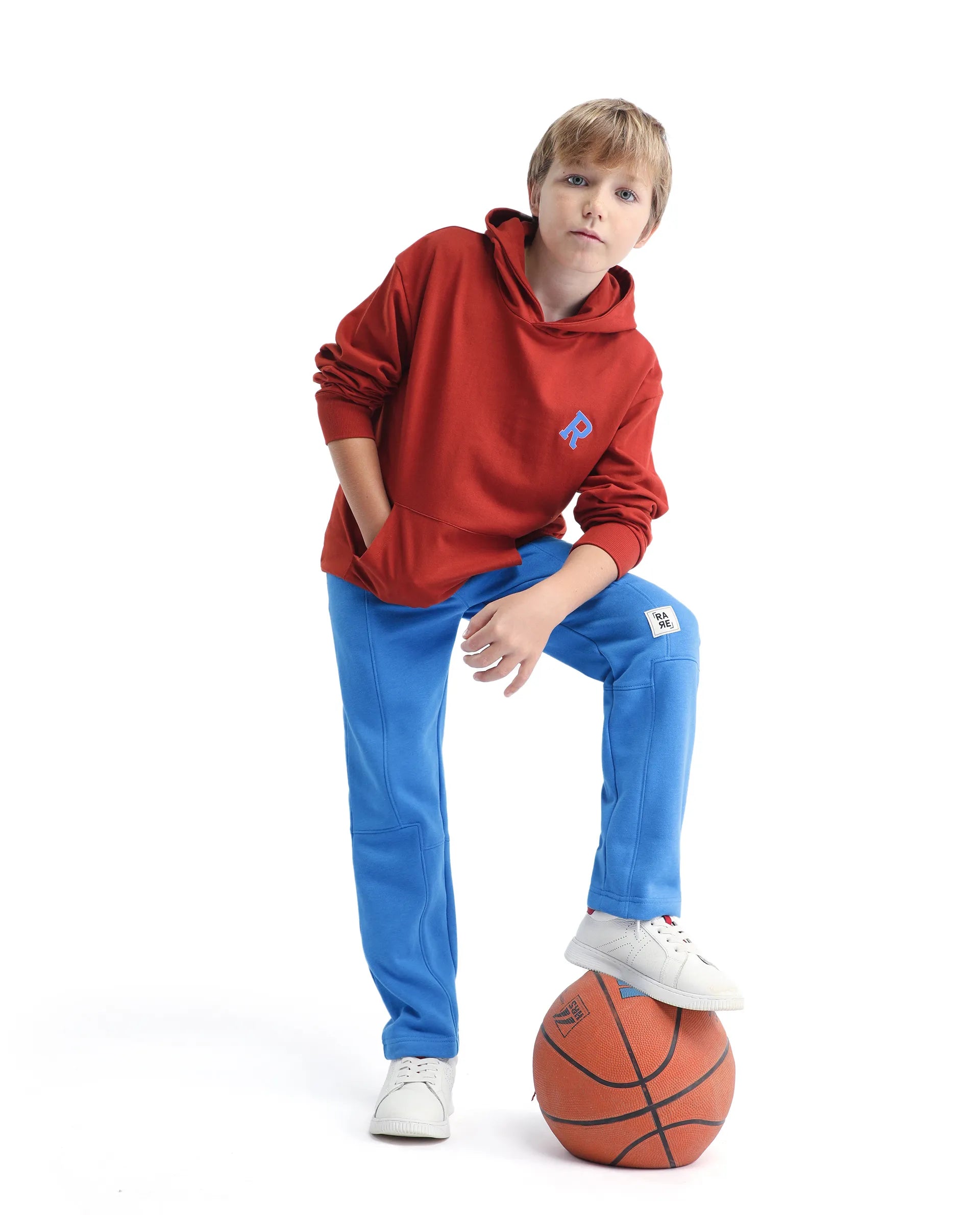 Rare Ones Kids Henry-B Dark Blue Cotton Blend Plain Regular Fit Trackpant