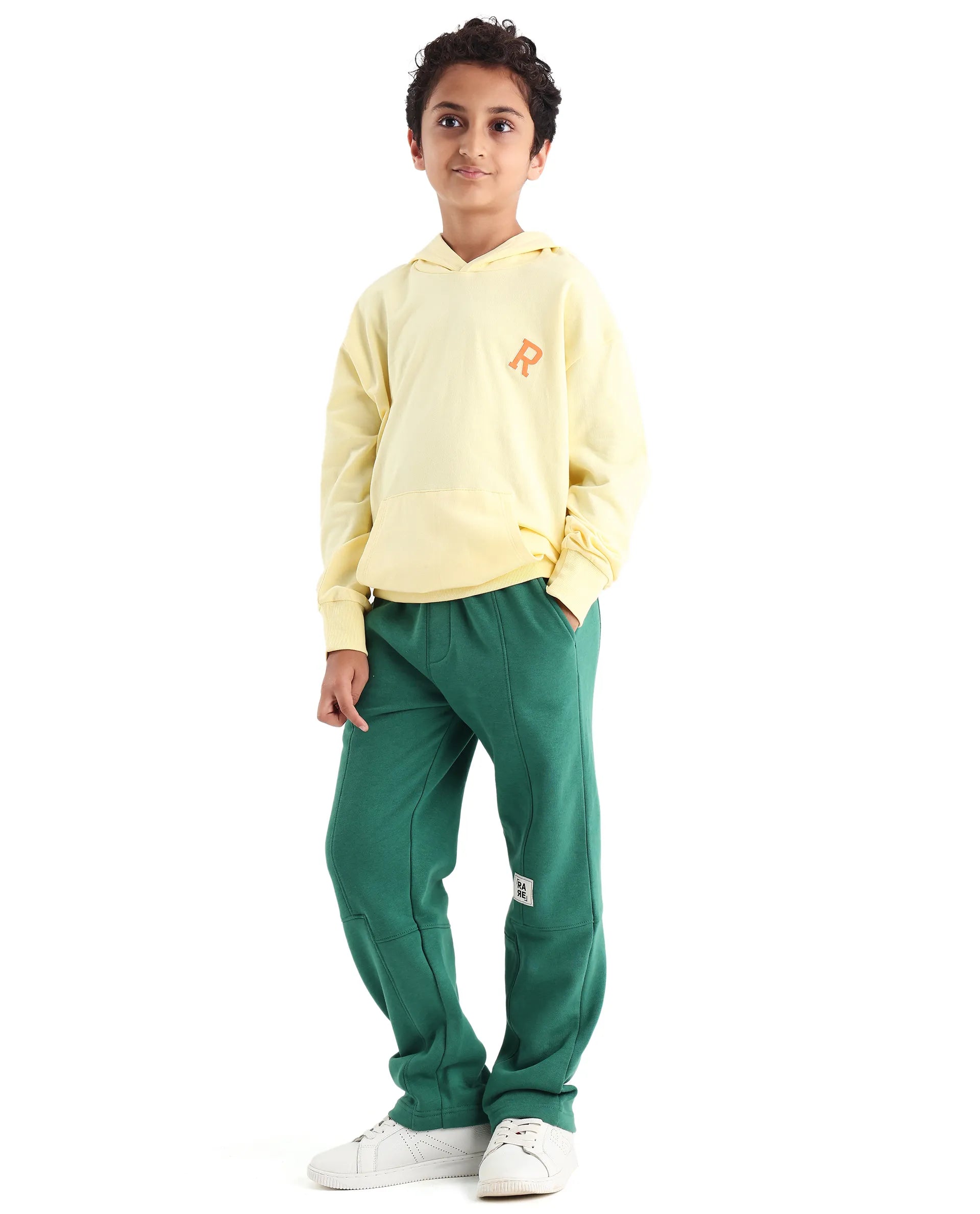 Rare Ones Kids Henry-B Pastel Green Cotton Blend Plain Regular Fit Trackpant