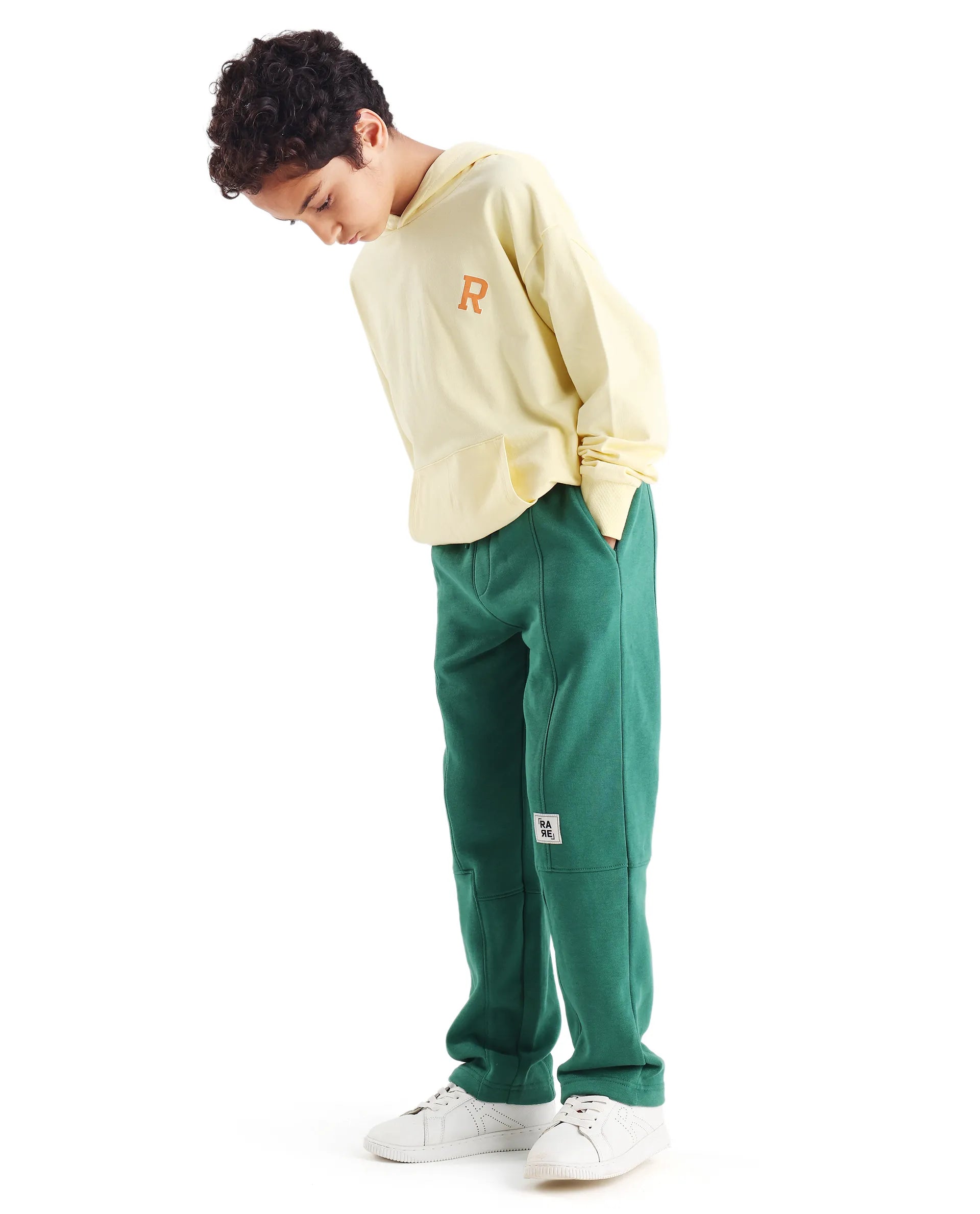 Rare Ones Kids Henry-B Pastel Green Cotton Blend Plain Regular Fit Trackpant