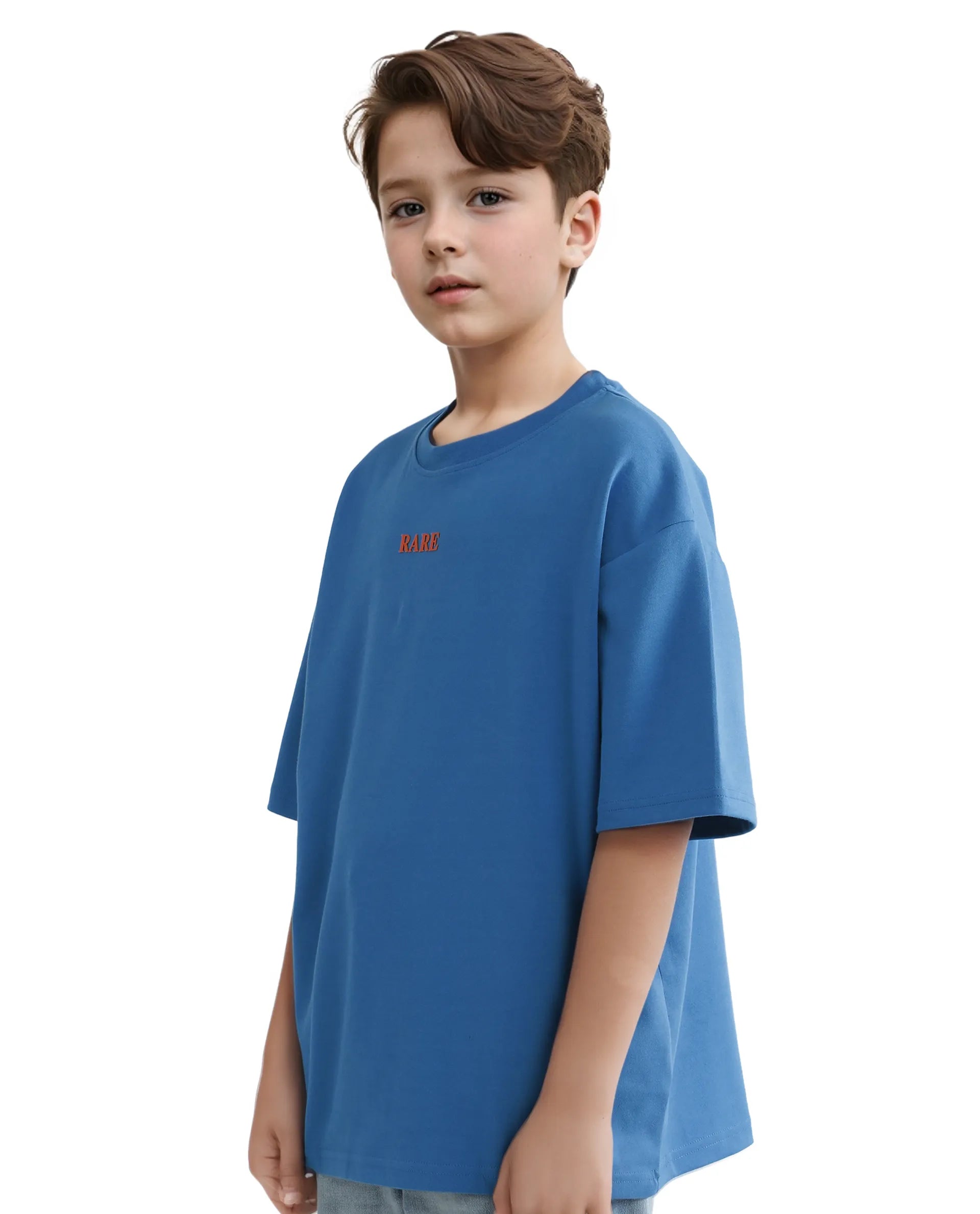 Rare Ones Kids Herm Flouroscent Blue Cotton Poly Short Sleeve Crew Neck Hd And Cmyk Print T-Shirt