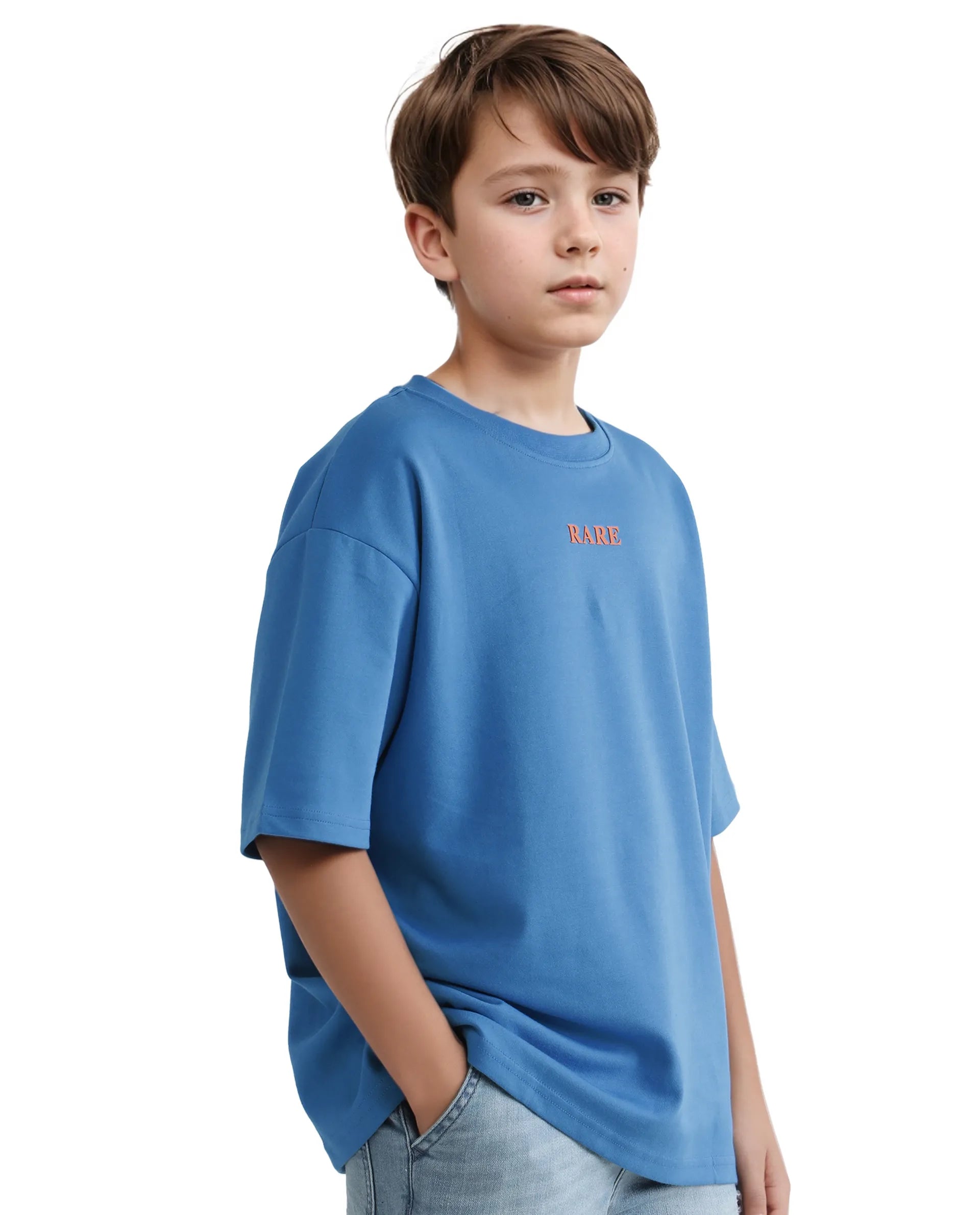 Rare Ones Kids Herm Flouroscent Blue Cotton Poly Short Sleeve Crew Neck Hd And Cmyk Print T-Shirt