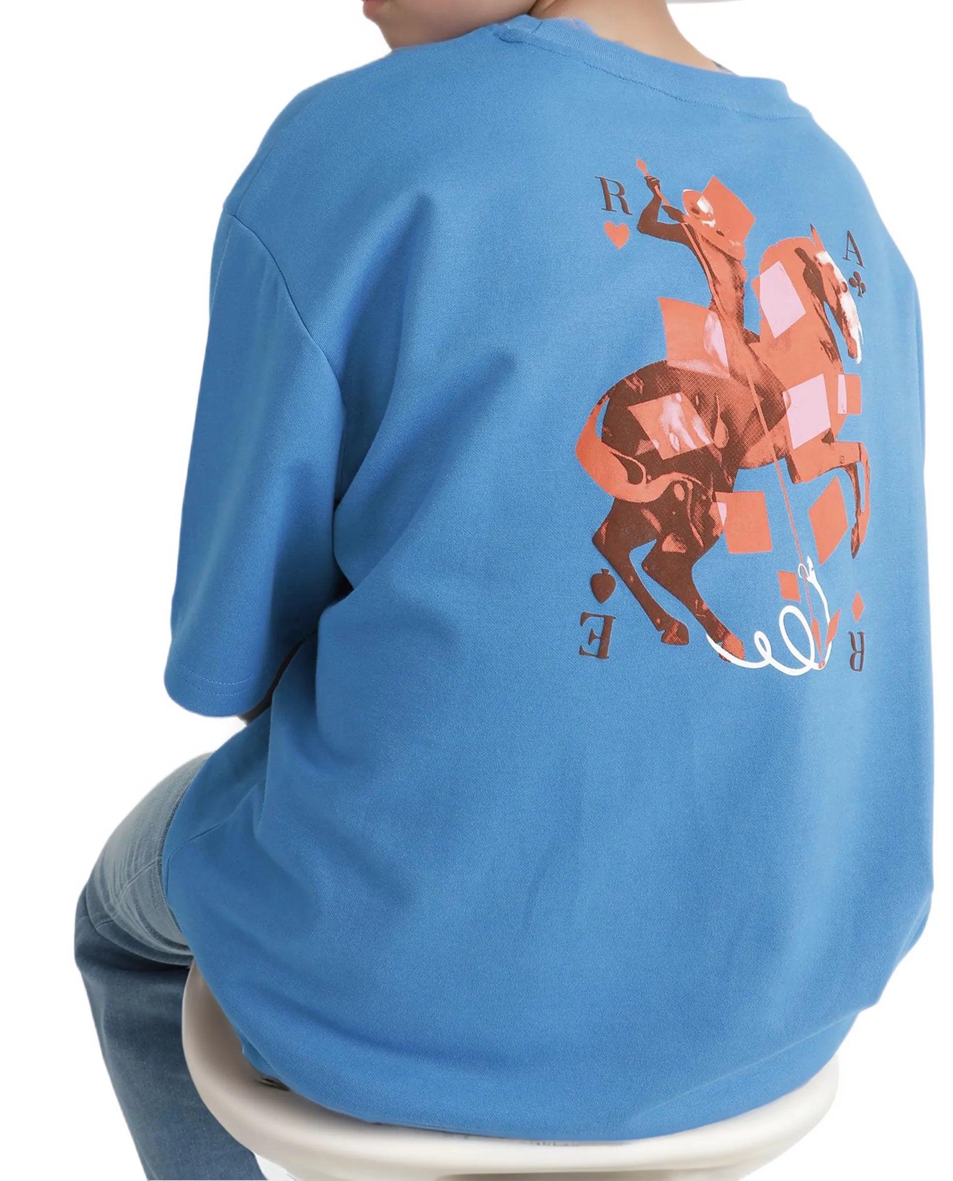 Rare Ones Kids Herm Flouroscent Blue Cotton Poly Short Sleeve Crew Neck Hd And Cmyk Print T-Shirt