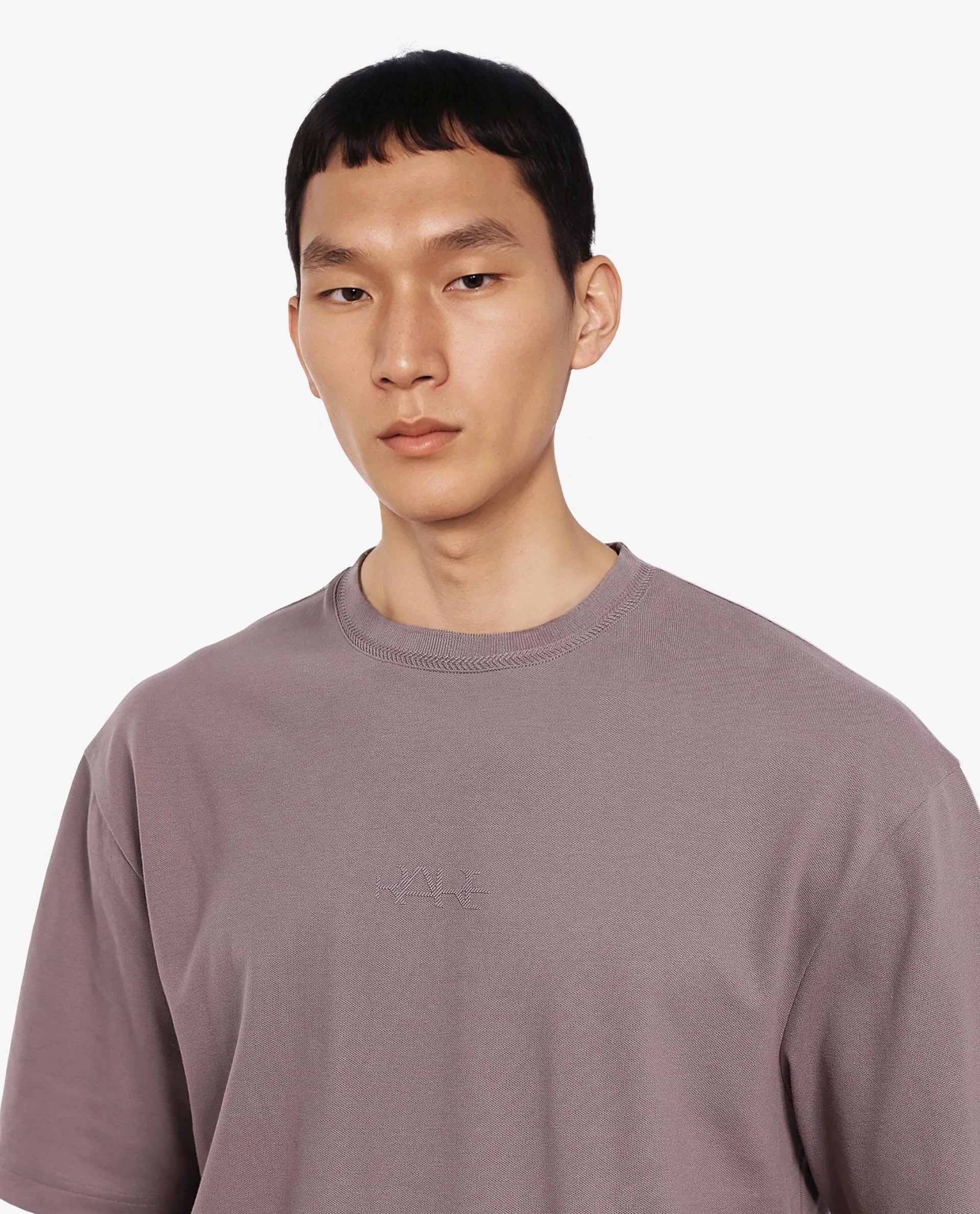 Rare Rabbit Men's Heros-1 Dusky Brown Cotton Lycra Fabric Blend Drop Shoulder Short Sleeve Oversized Fit Embroidered Logo T-Shirt