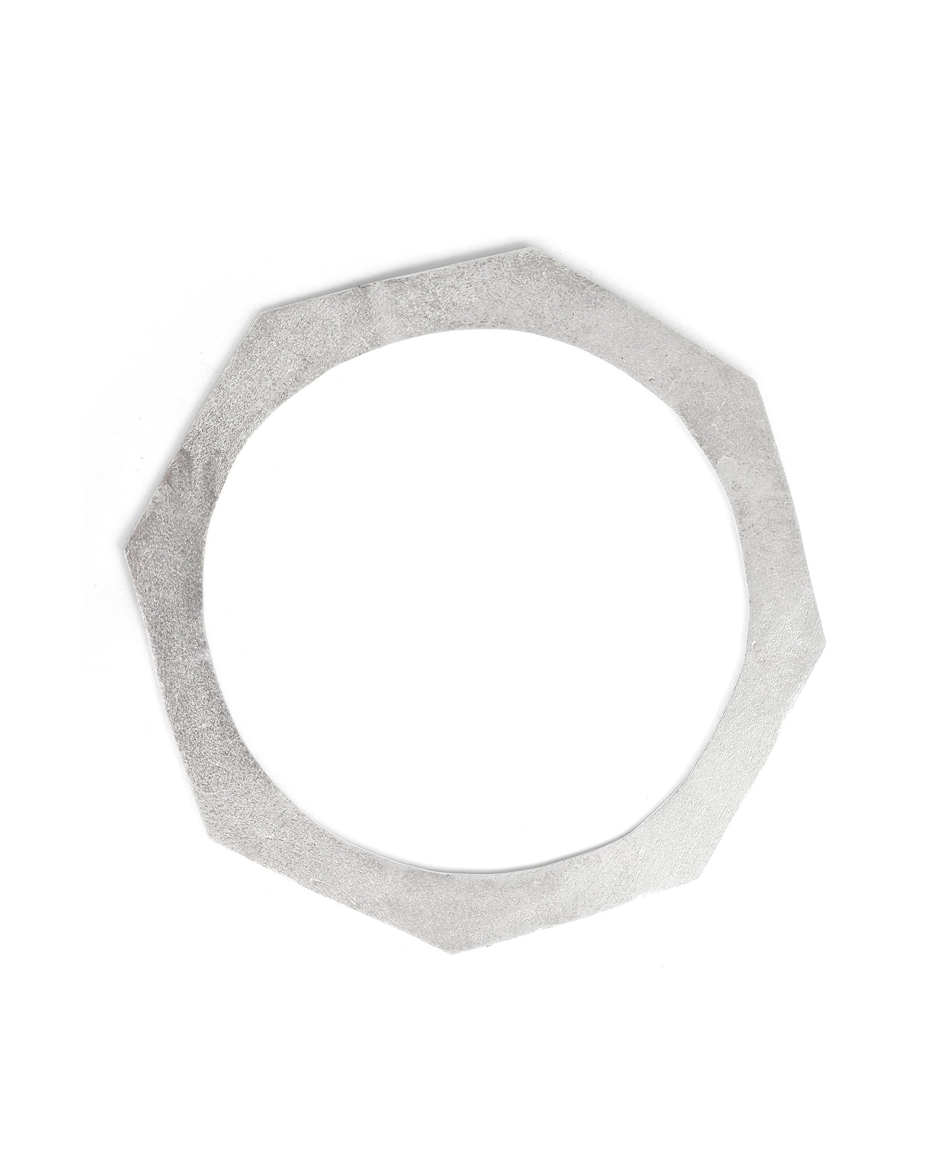 Rareism Women Hexagon Silver Bangle Necklace