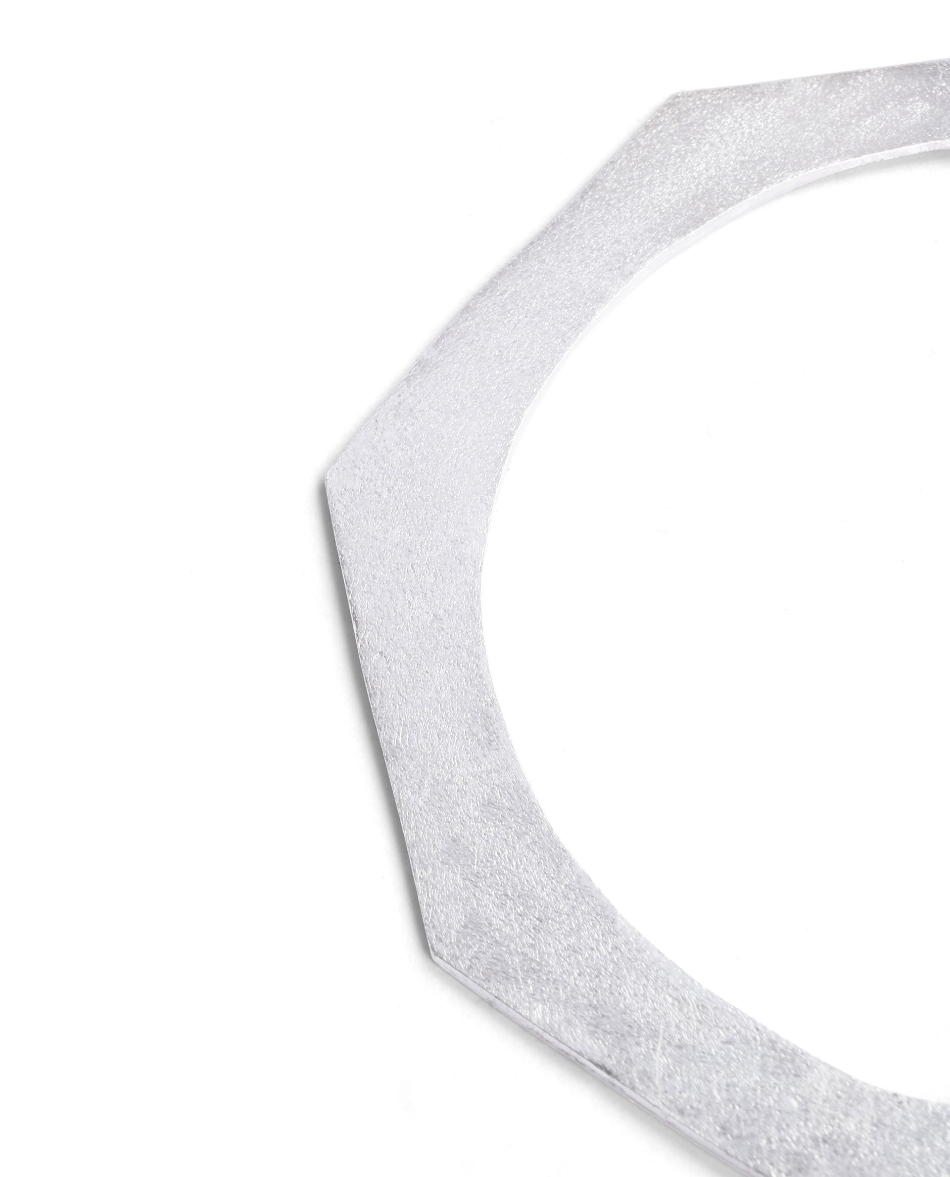 Rareism Women Hexagon Silver Bangle Necklace