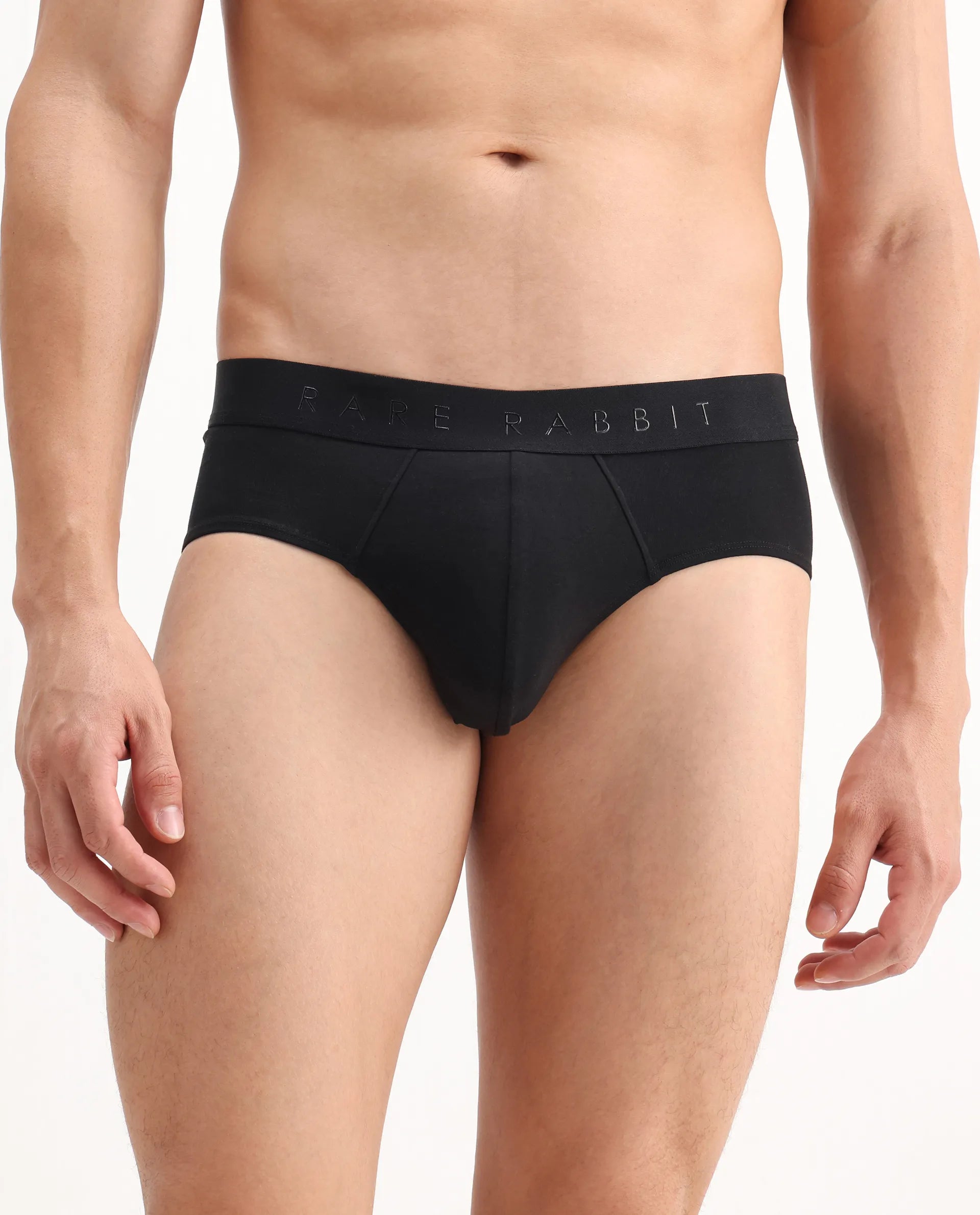 Rare Rabbit Men Hither Black Soft Cotton Stretch Briefs