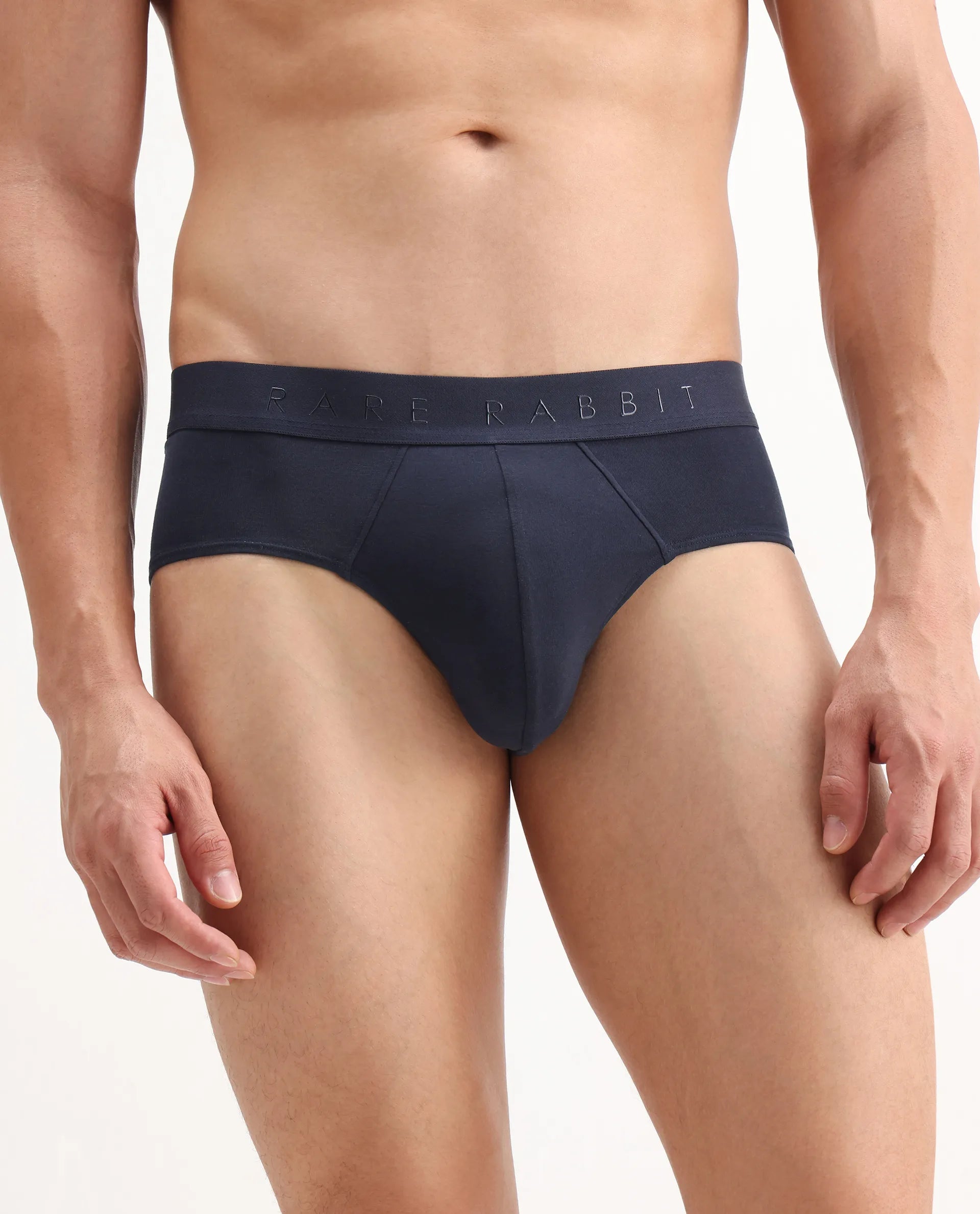 Rare Rabbit Men Hither Navy Soft Cotton Stretch Briefs