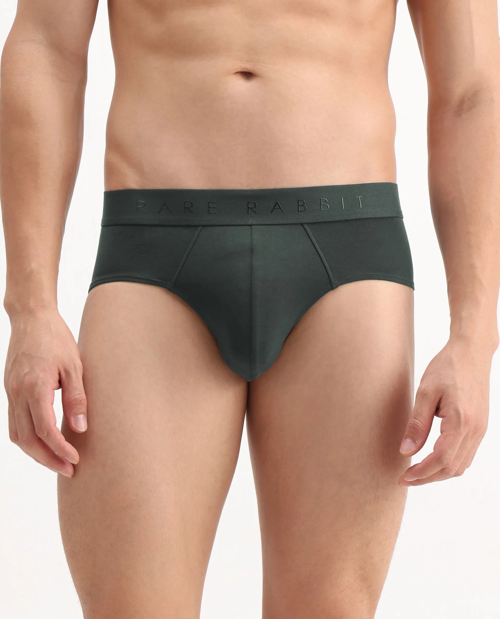 Rare Rabbit Men Hither Olive Soft Cotton Stretch Briefs