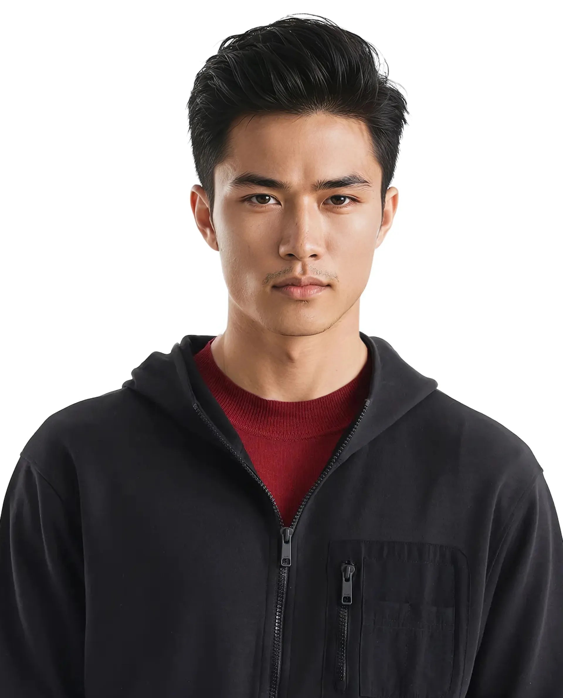 Rare Rabbit Men Hobbs Black Cotton Poly Fabric Full Sleeve Regular Fit Hooded Solid Sweatshirt