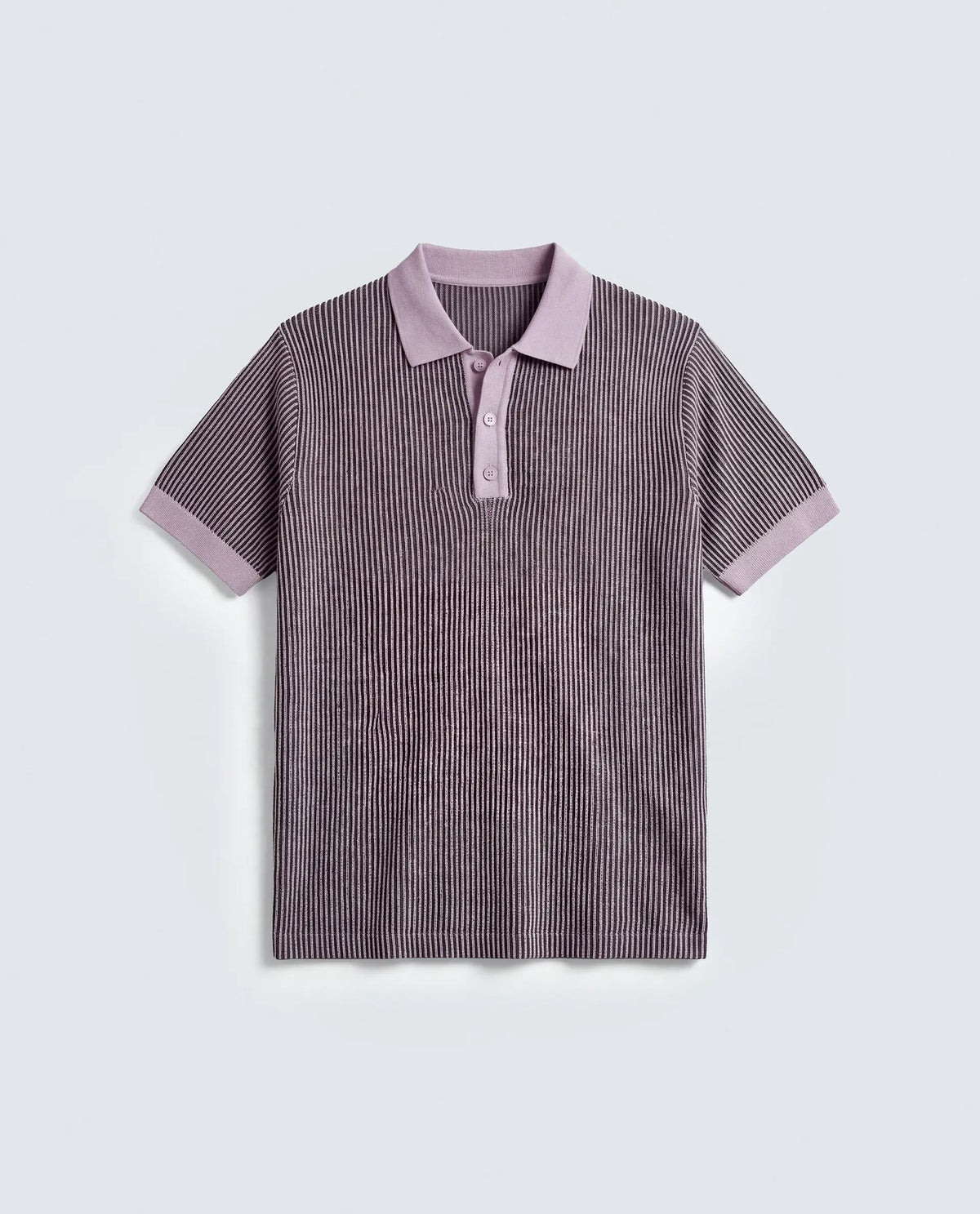Rare Rabbit Men's Hof Dusky Purple Cotton Spread Collar Button Regular Striped Polo