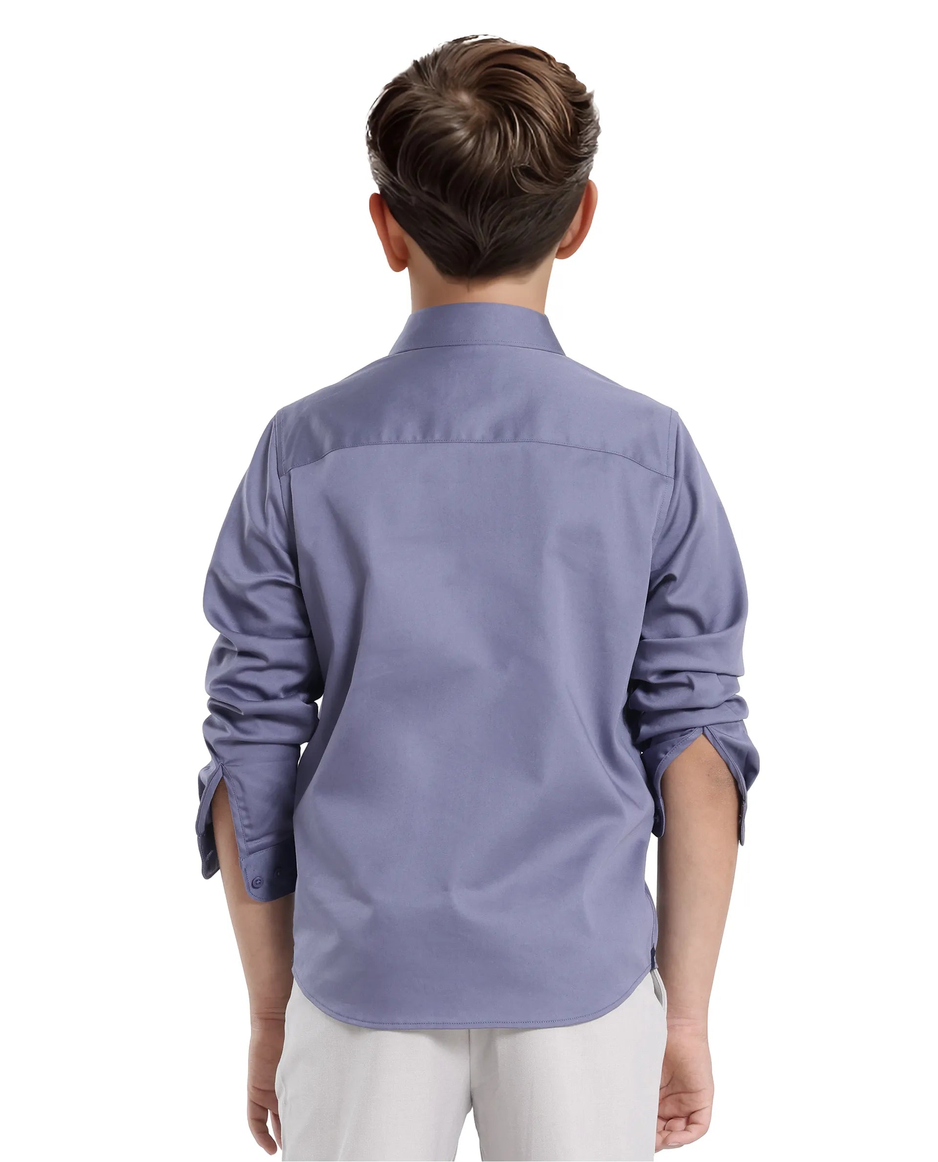 Rare Ones Kids Holo Dusky Purple Cotton Blend Full Sleeve Button Solid Regular Fit Shirt