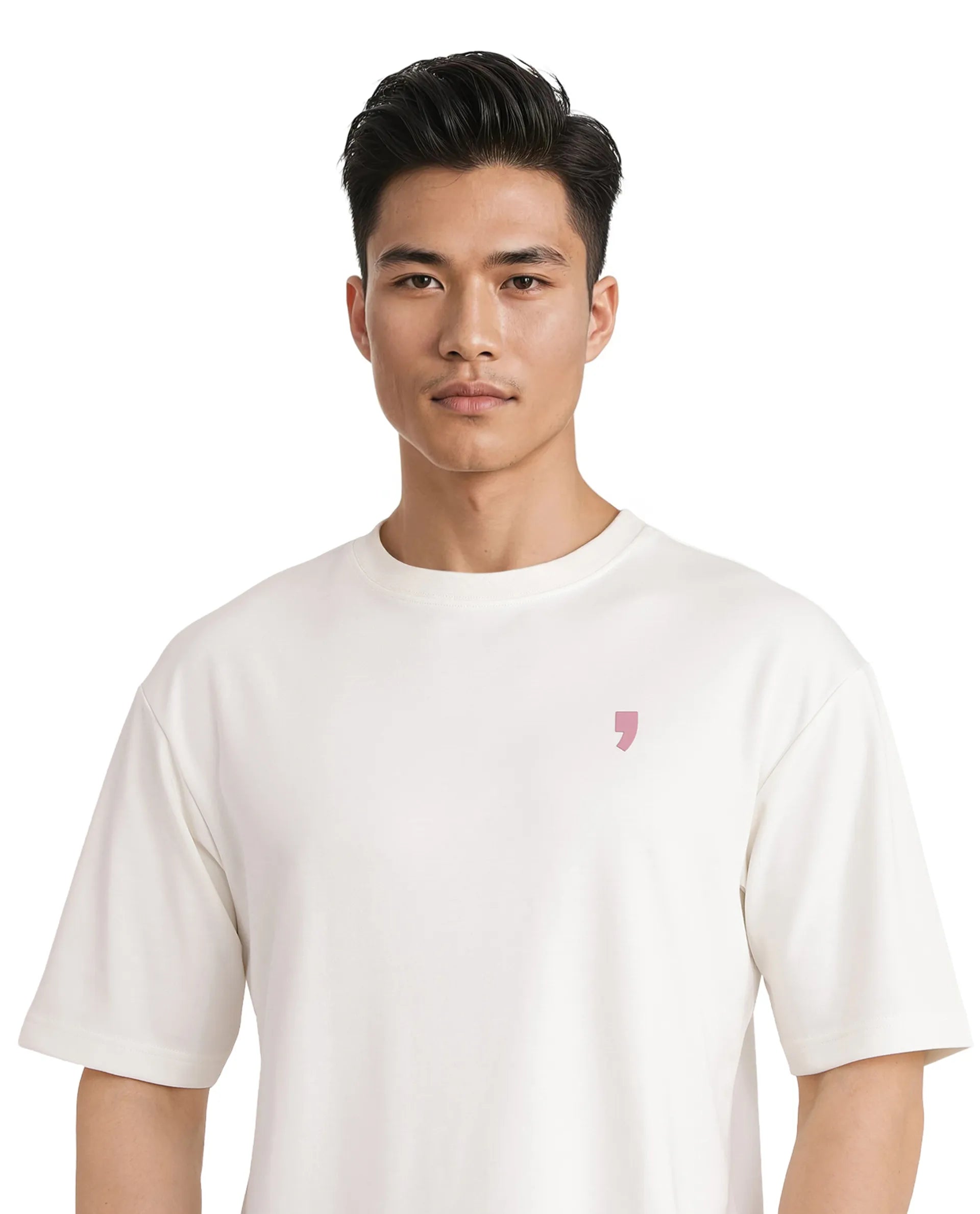 Rare Rabbit Men Hol Off White Cotton Poly Fabric Short Sleeve Boxy Fit Typography Backprint T-Shirt