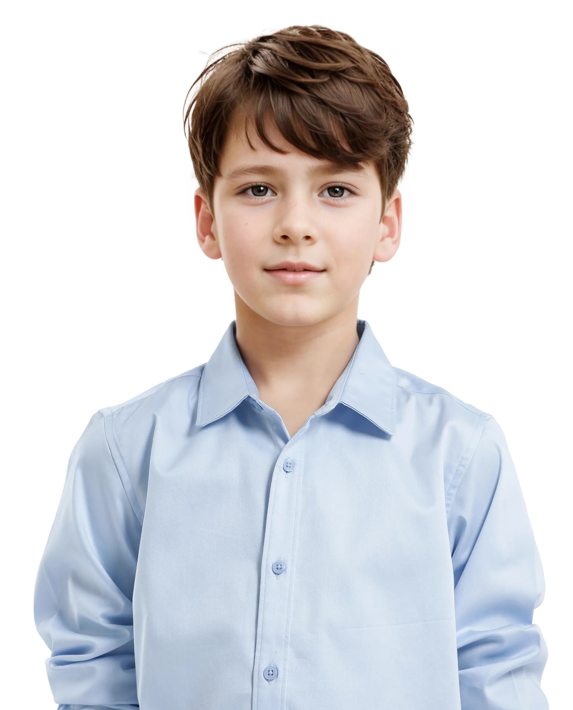 Rare Ones Kids Holo Light Blue Cotton Blend Full Sleeve Button Solid Regular Fit Shirt