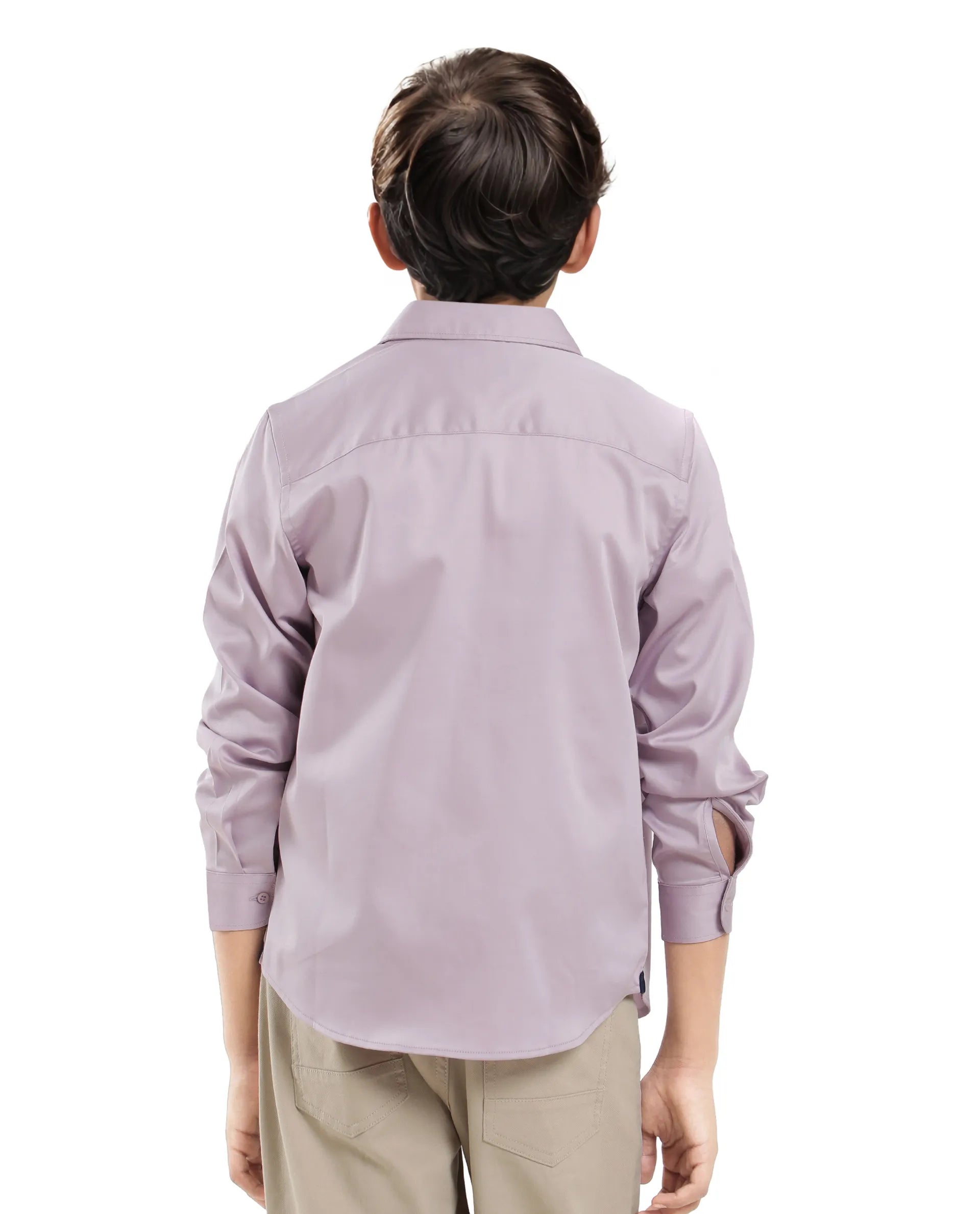 Rare Ones Kids Holo Pastel Purple Cotton Blend Full Sleeve Button Solid Regular Fit Shirt