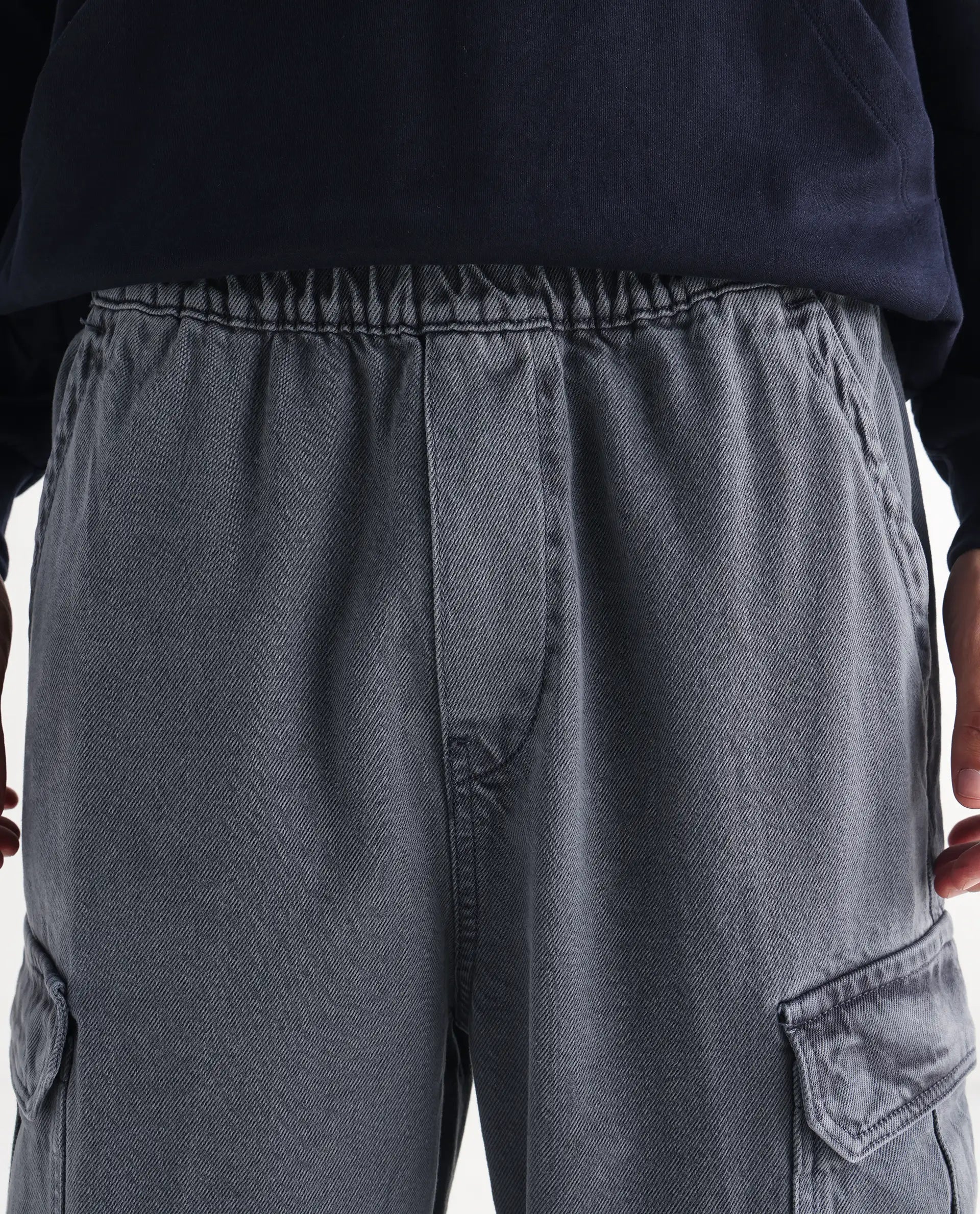 Rare Rabbit Men's Hork Blue Cotton Plain Baggy Fit Jeans