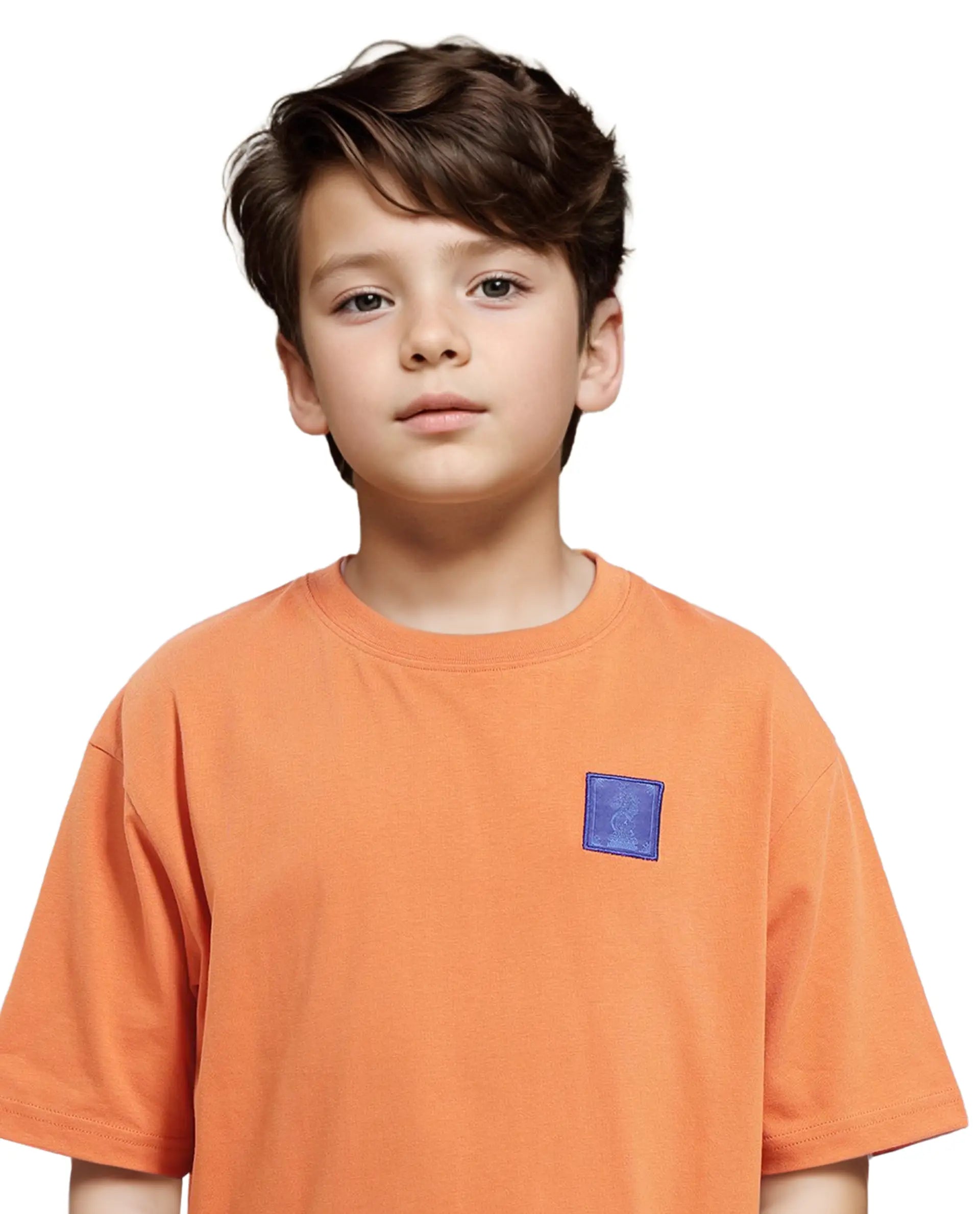 Rare Ones Kids Horse Orange Cotton Half Sleeves Crew Neck Oversized Fit Graphic Back Print T-Shirt