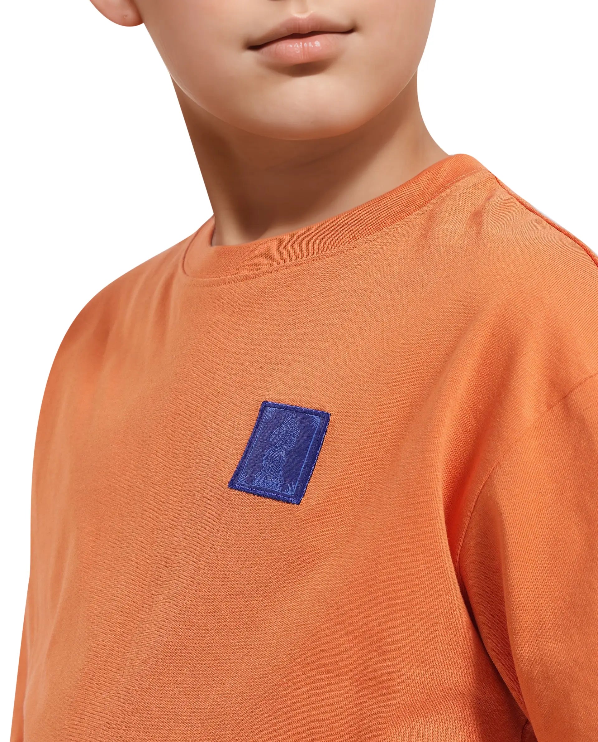 Rare Ones Kids Horse Orange Cotton Half Sleeves Crew Neck Oversized Fit Graphic Back Print T-Shirt