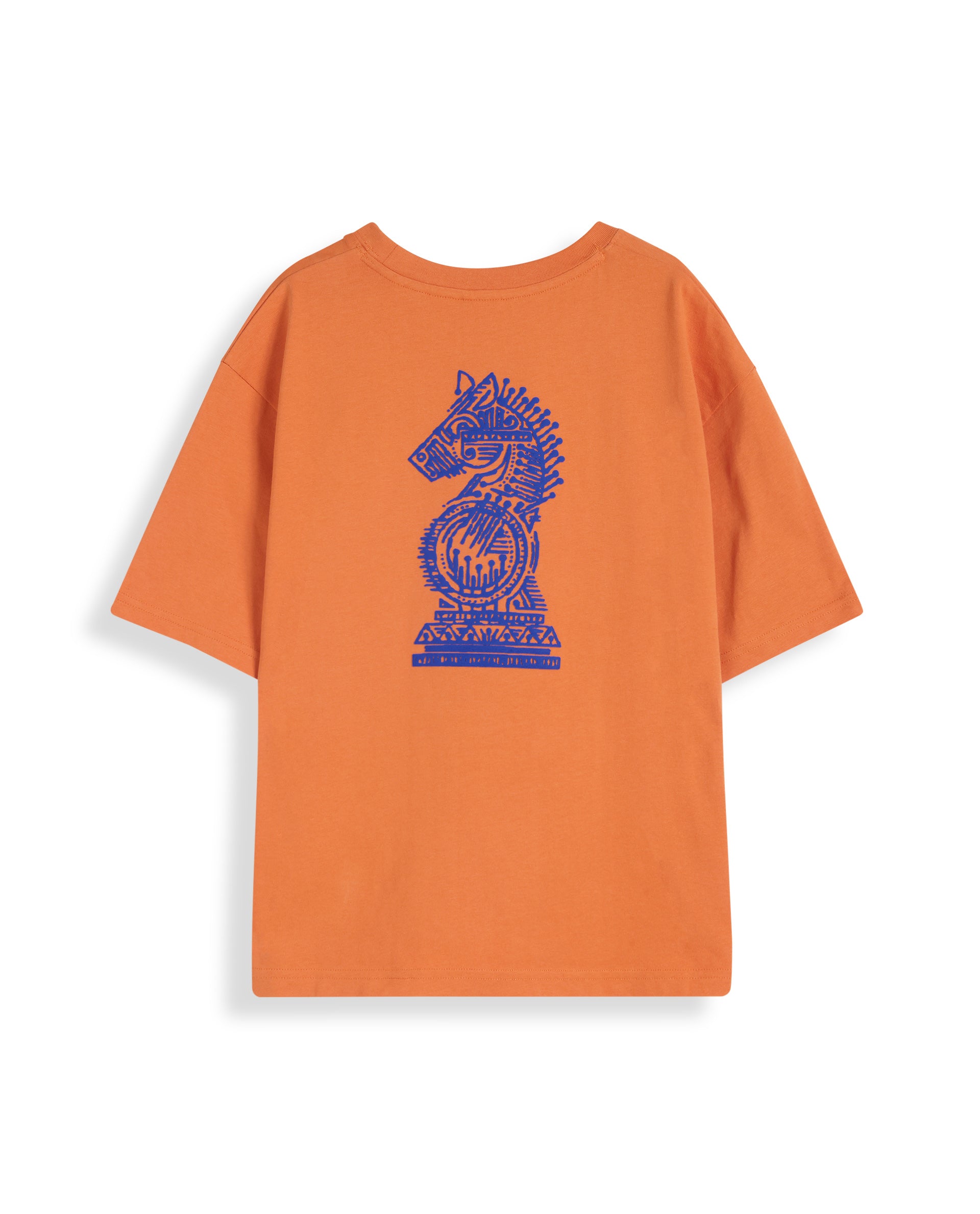 Rare Ones Kids Horse Orange Cotton Half Sleeves Crew Neck Oversized Fit Graphic Back Print T-Shirt