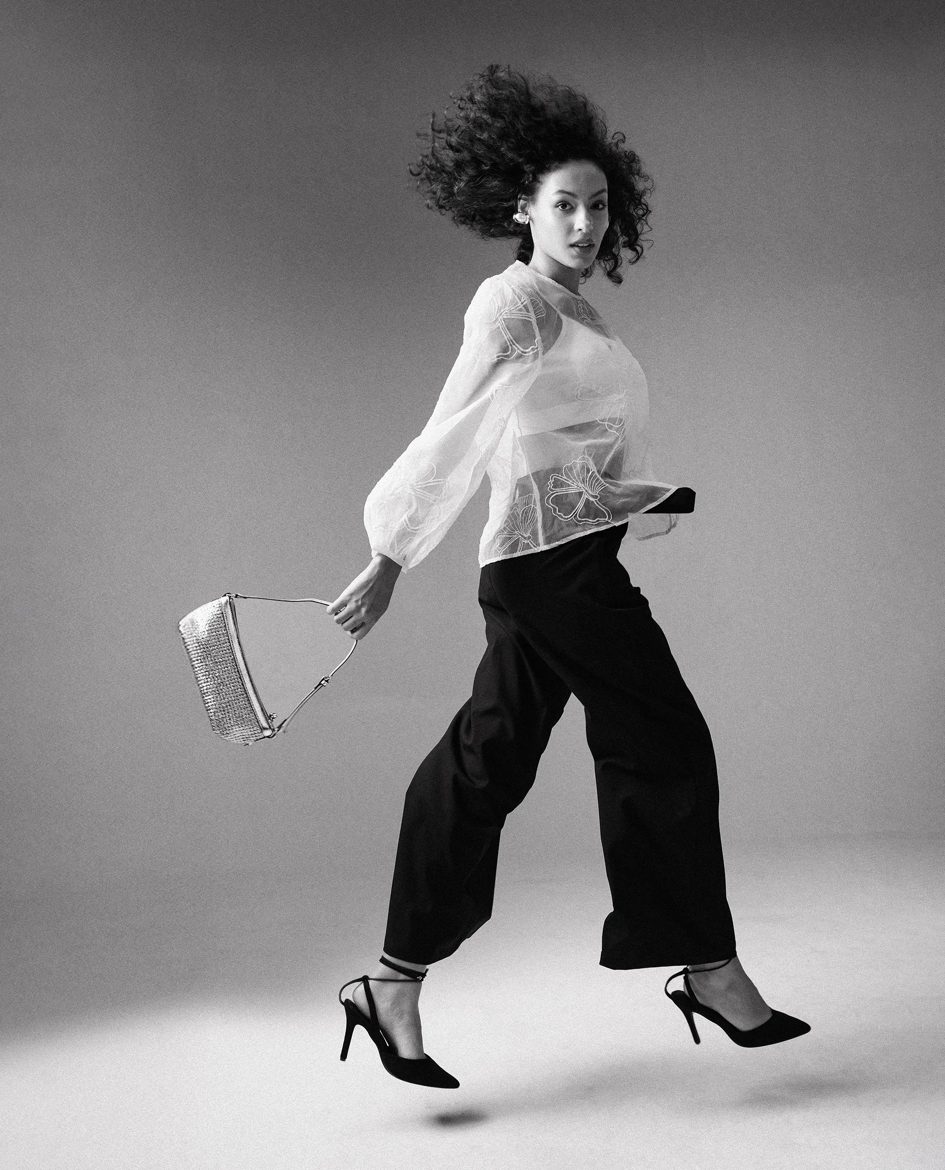 Rareism Women's Prevan White Polyester Round Neck Plain Bishop Sleeve Regular Fit Top