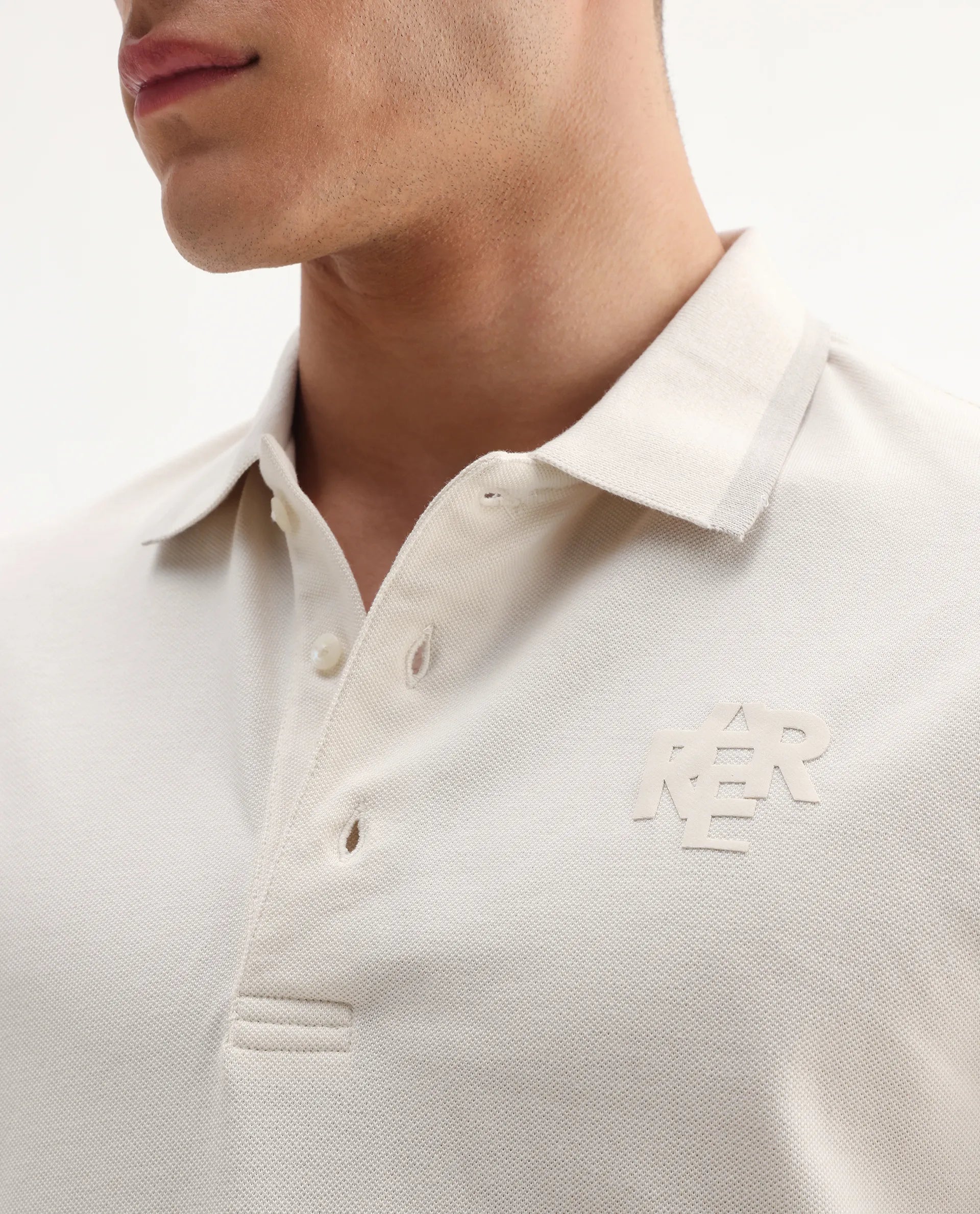 Rare Rabbit Men's Hux Pastel Yellow Cotton Plain Regular Fit Half Sleeve Polo