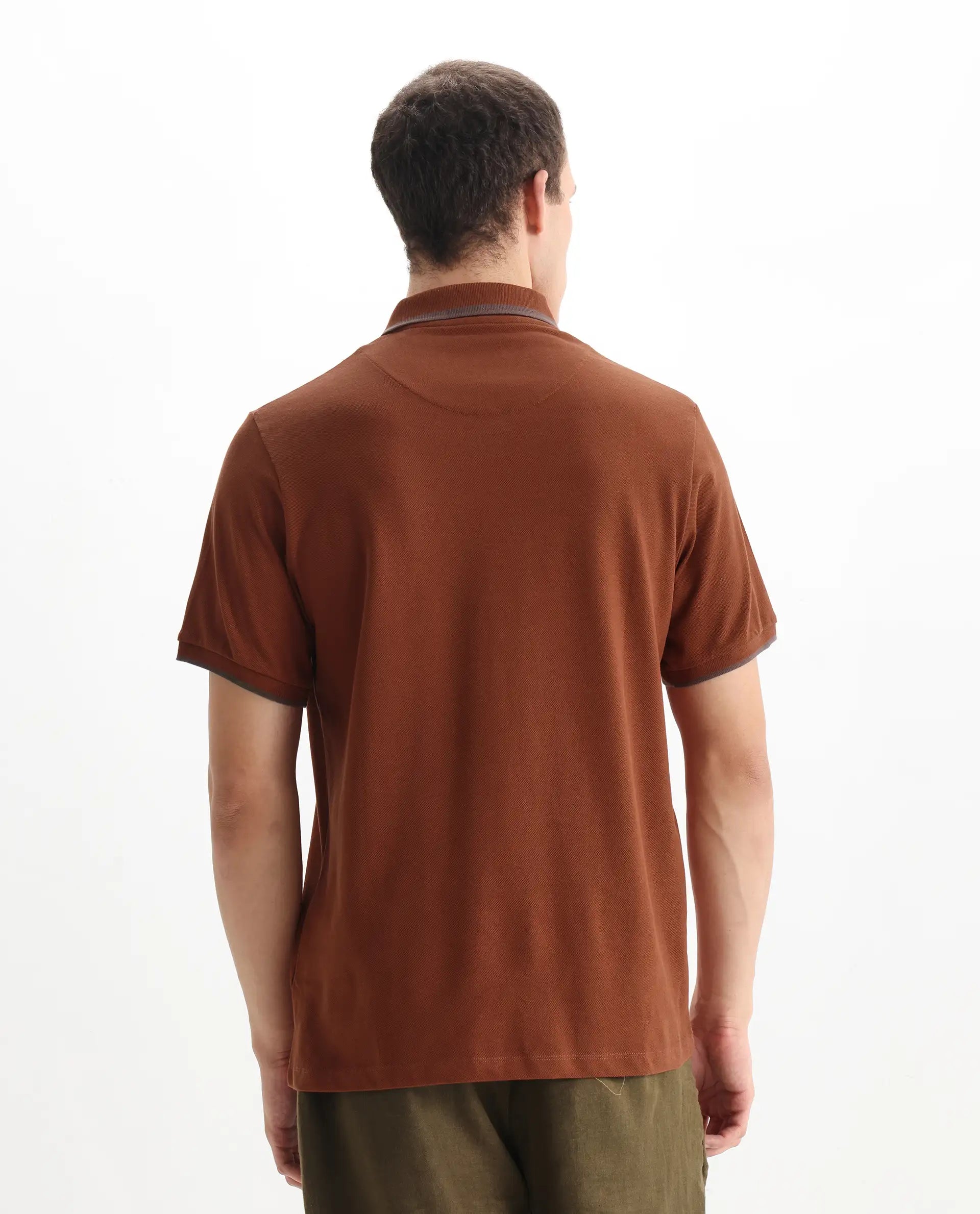 Rare Rabbit Men's Cotton Plain Regular Fit Half Sleeve Polo