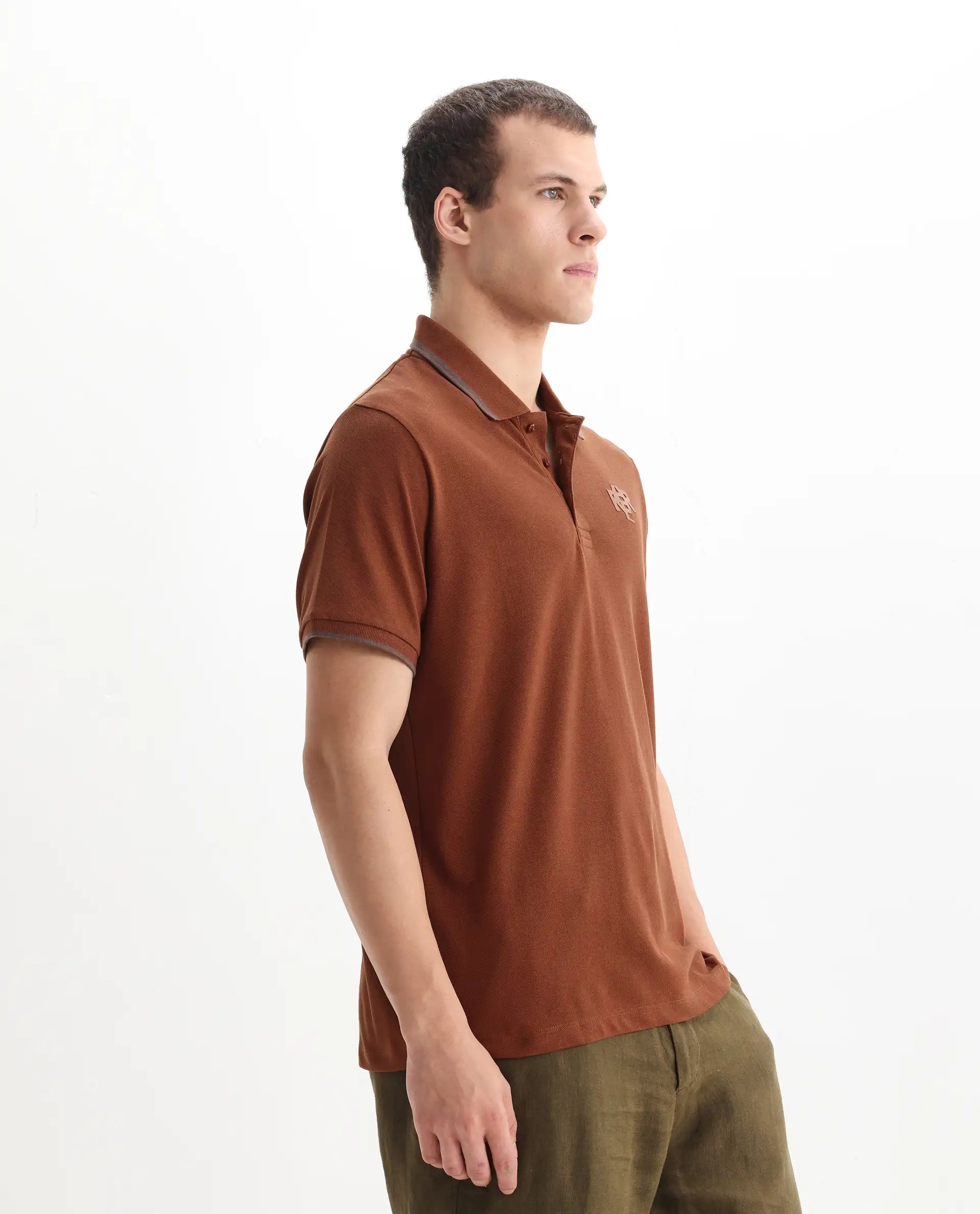 Rare Rabbit Men's Cotton Plain Regular Fit Half Sleeve Polo