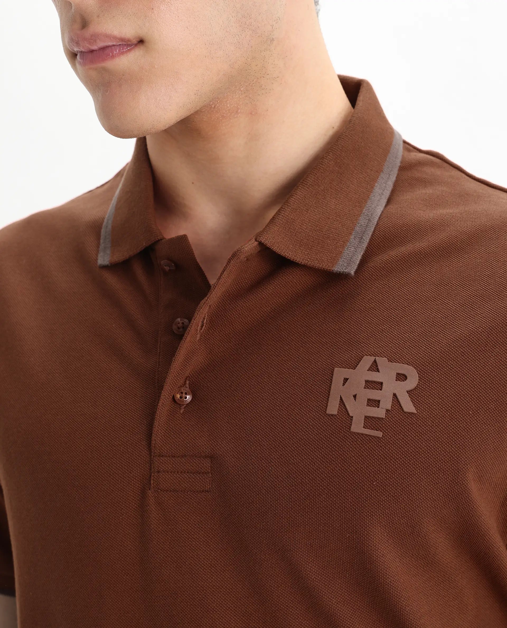 Rare Rabbit Men's Cotton Plain Regular Fit Half Sleeve Polo