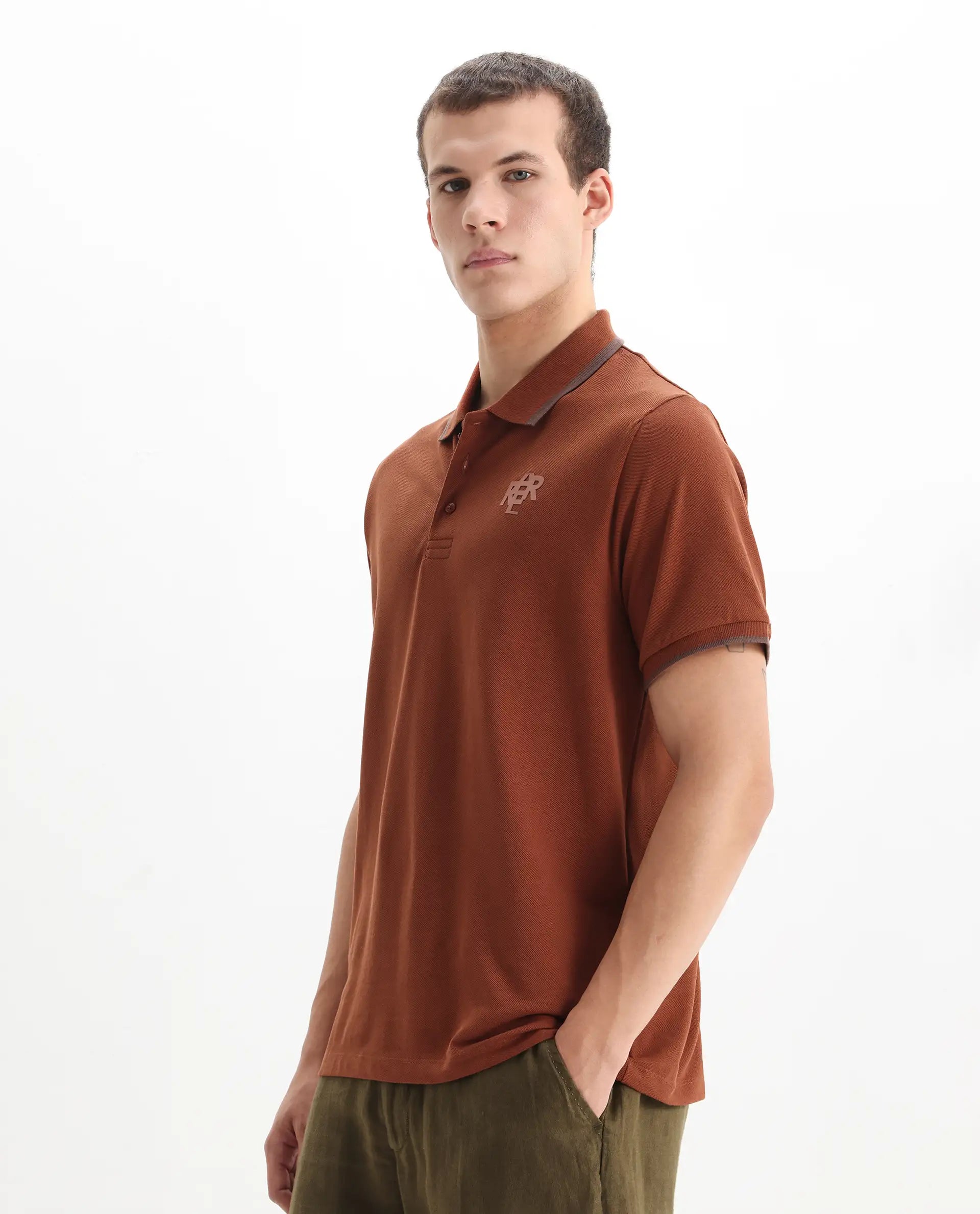 Rare Rabbit Men's Cotton Plain Regular Fit Half Sleeve Polo