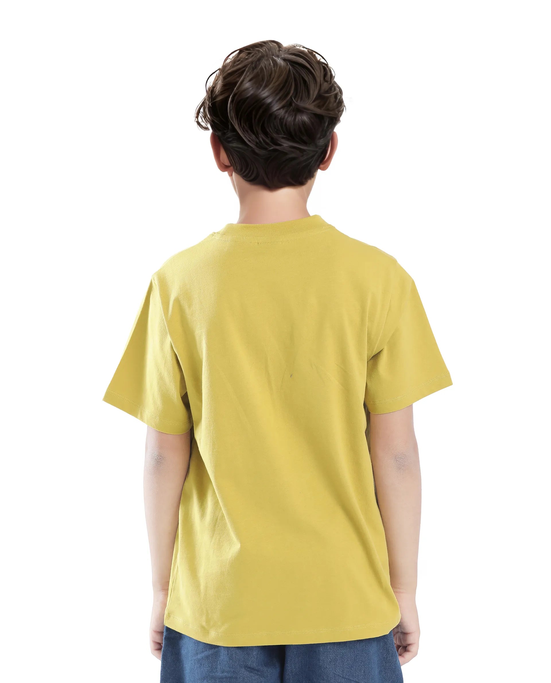 Rare Ones Kids Hype Yellow Cotton Half Sleeve Graphic Print Slip-On Closure Regular Fit T-Shirt