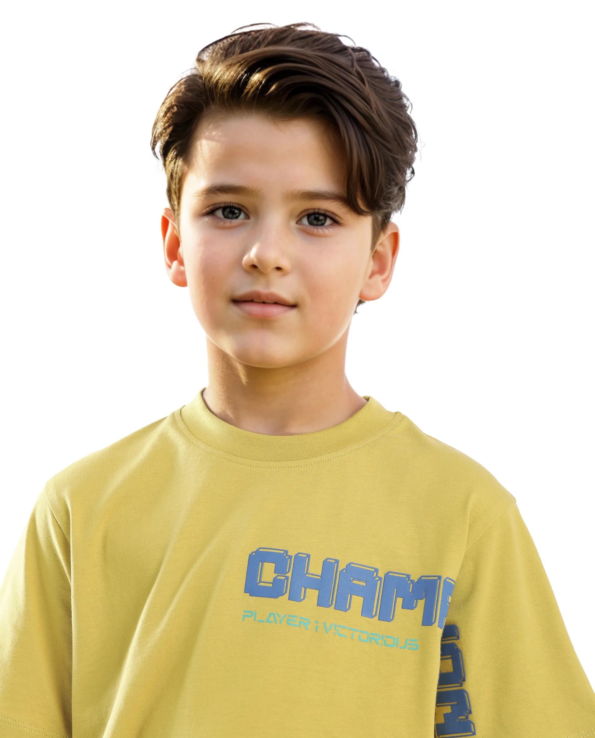 Rare Ones Kids Hype Yellow Cotton Half Sleeve Graphic Print Slip-On Closure Regular Fit T-Shirt